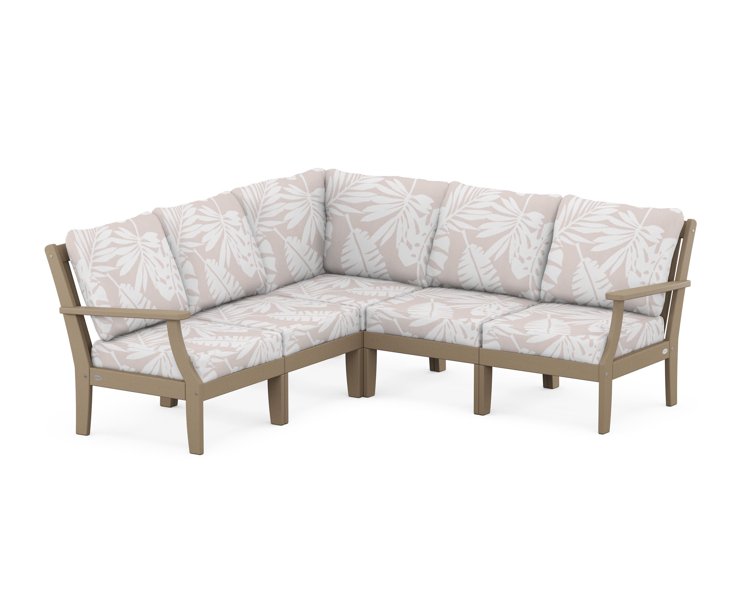Braxton Modular 5-Piece Deep Seating Set in Vintage Sahara / Leaf Dune Burlap