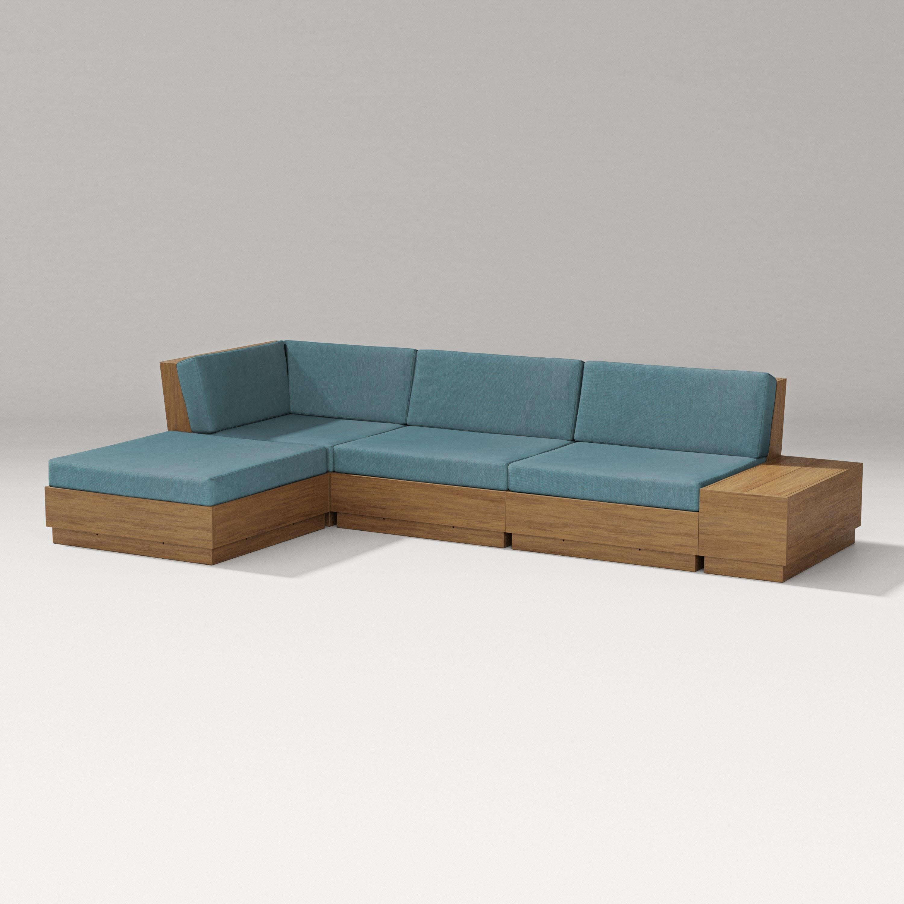 Elevate Chaise Sectional in Natural / Ocean Teal
