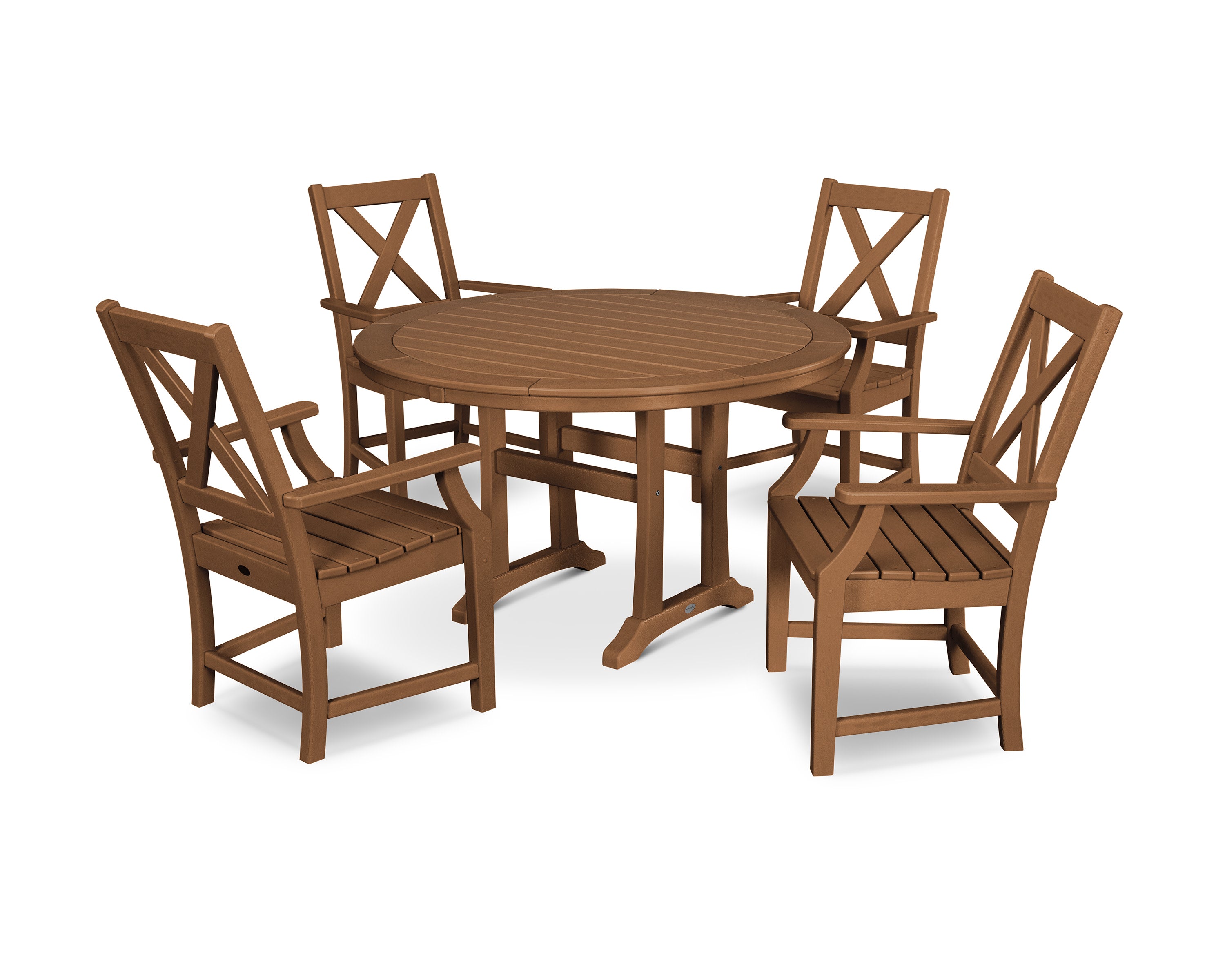 Braxton 5-Piece Nautical Trestle Arm Chair Dining Set in Teak
