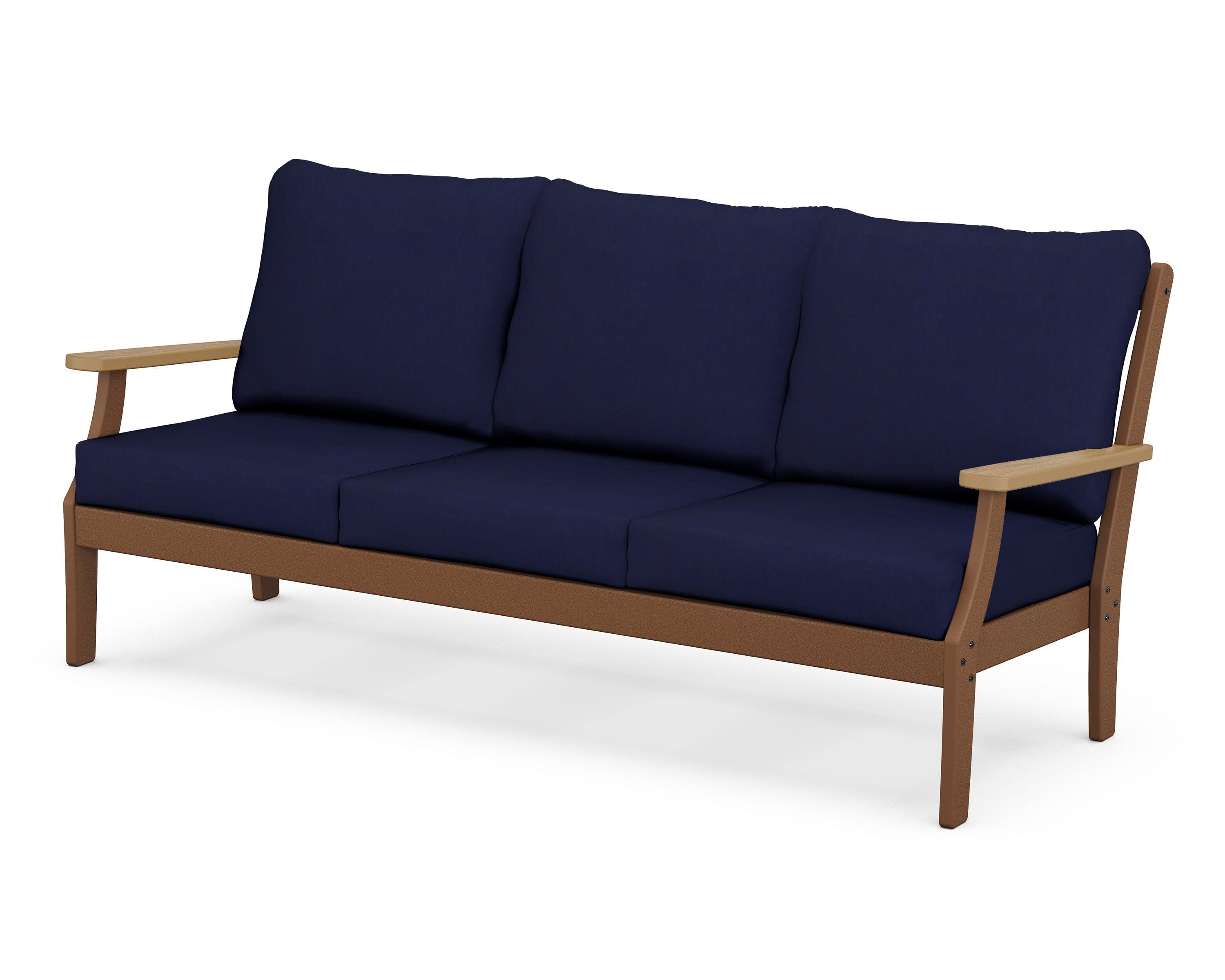 Braxton Deep Seating Sofa in Teak / Natural / Navy