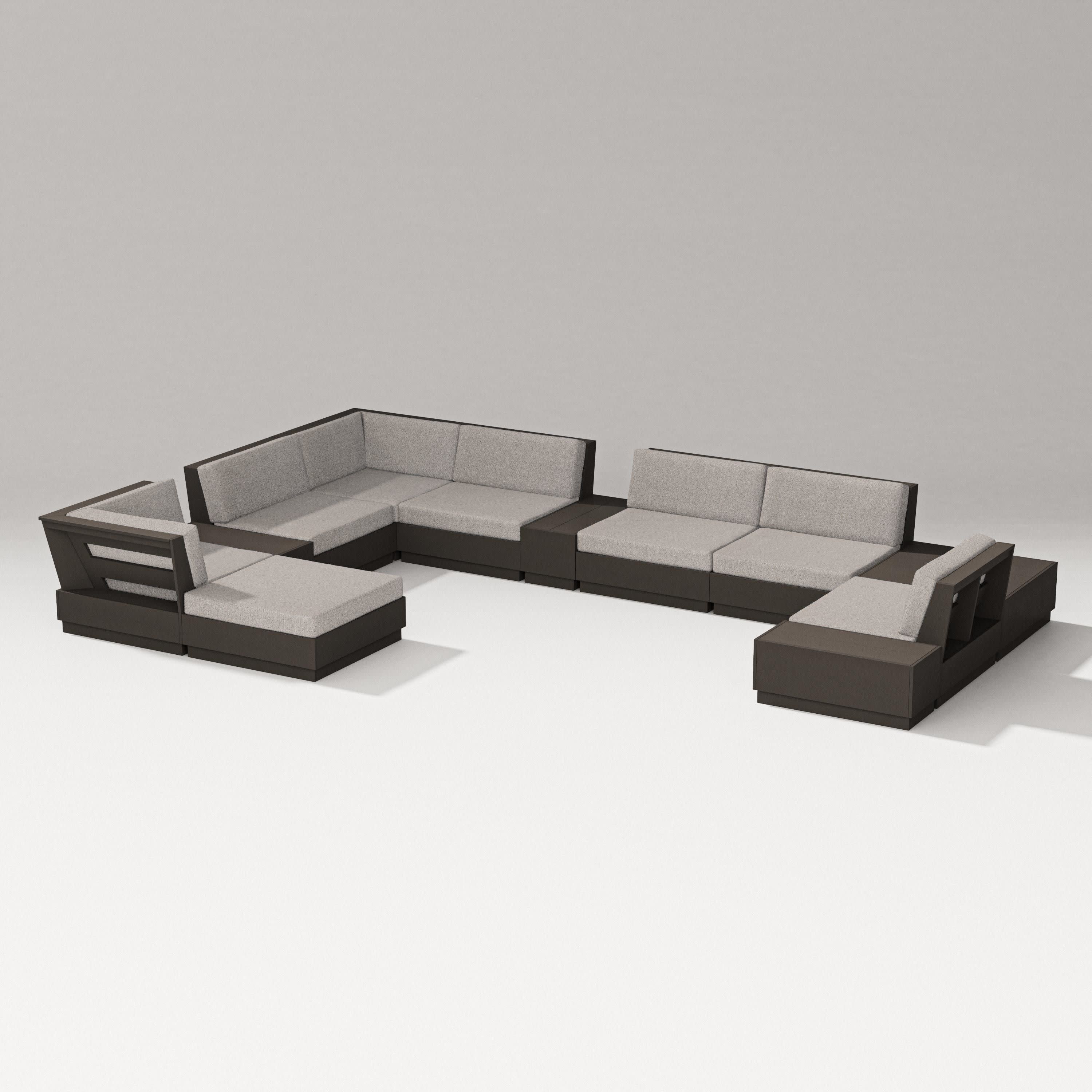 Elevate 12-Piece Conversation Sectional Set in Vintage Coffee / Weathered Tweed