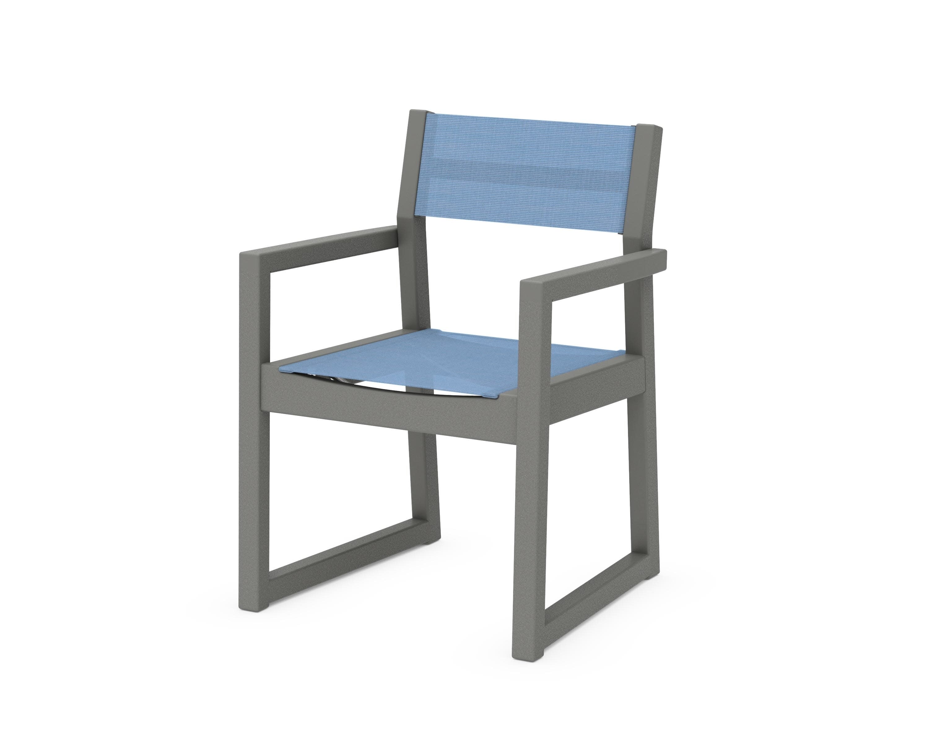 EDGE Sling Dining Arm Chair in Slate Grey / Poolside Sling