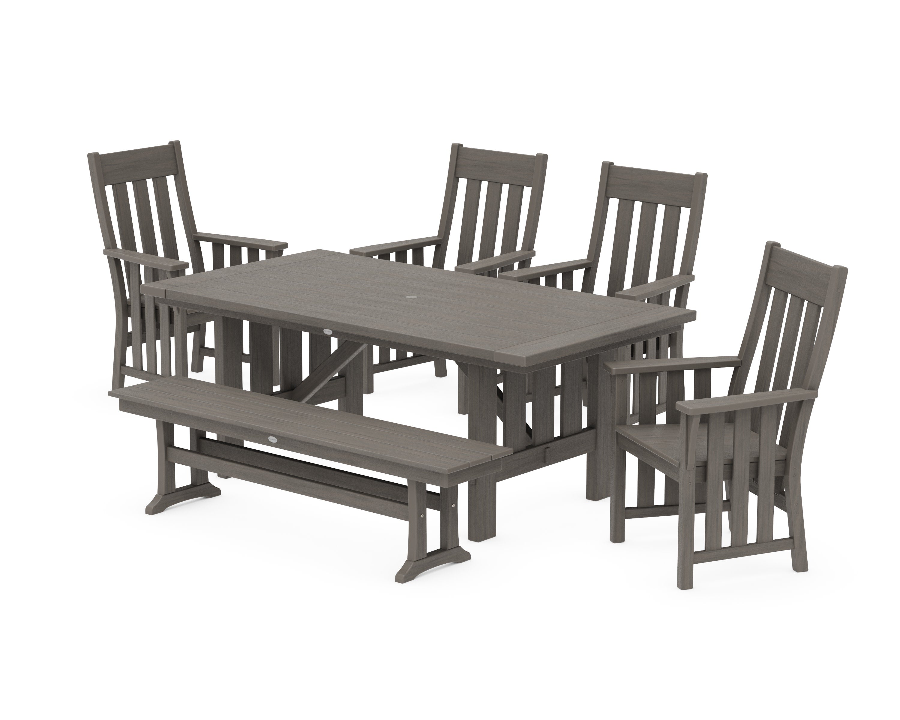 Acadia 6-Piece Dining Set with Bench in Driftwood
