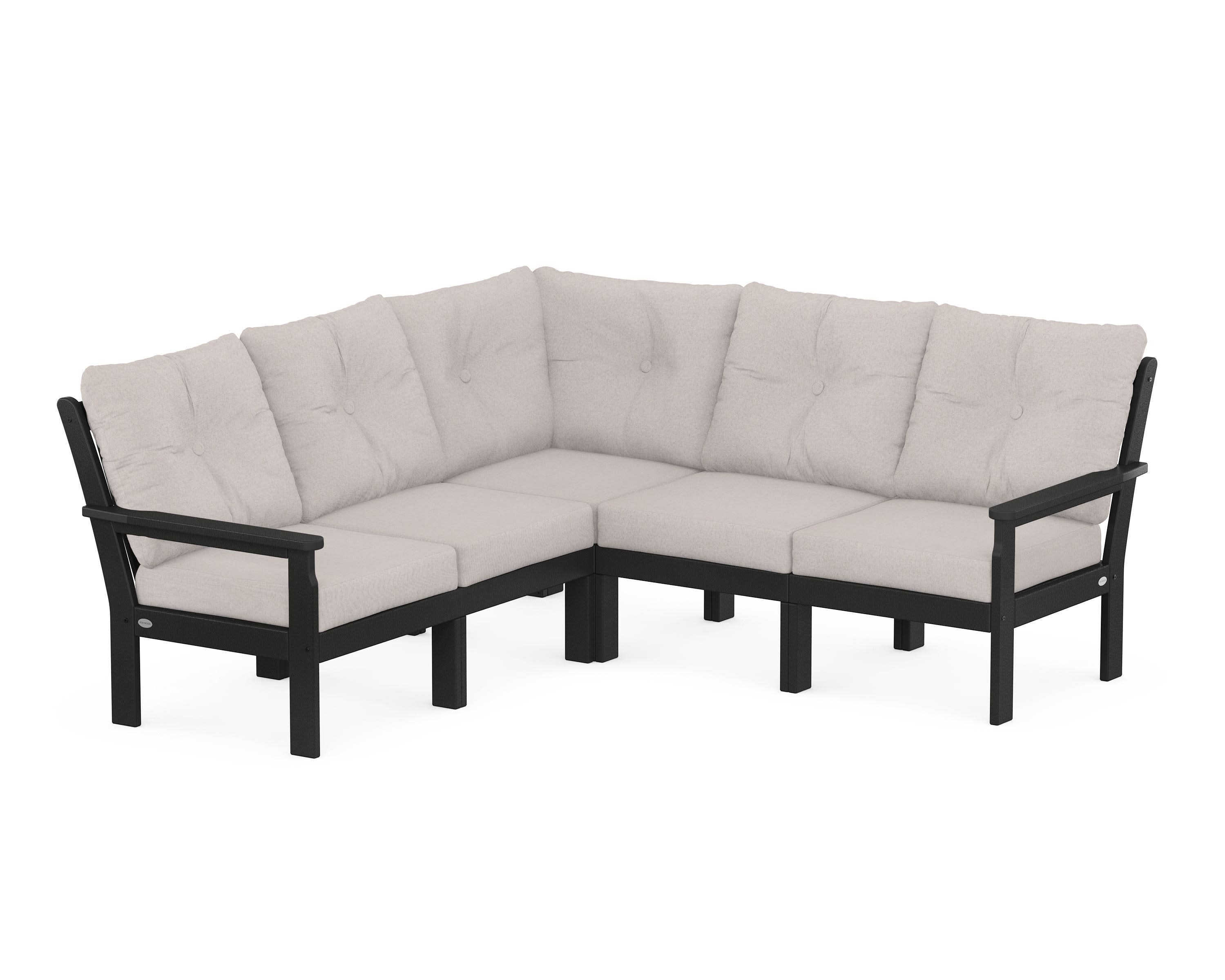 Vineyard 5-Piece Sectional in Black / Dune Burlap