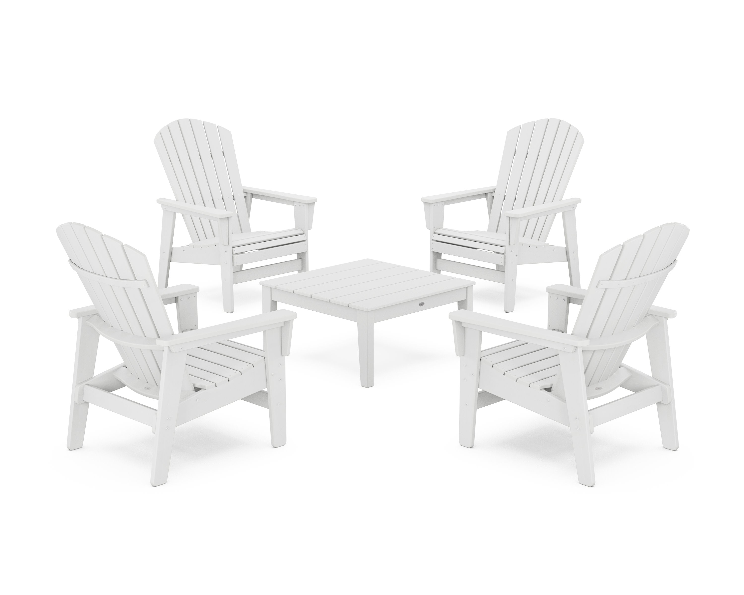 5-Piece Nautical Grand Upright Adirondack Chair Conversation Group in White