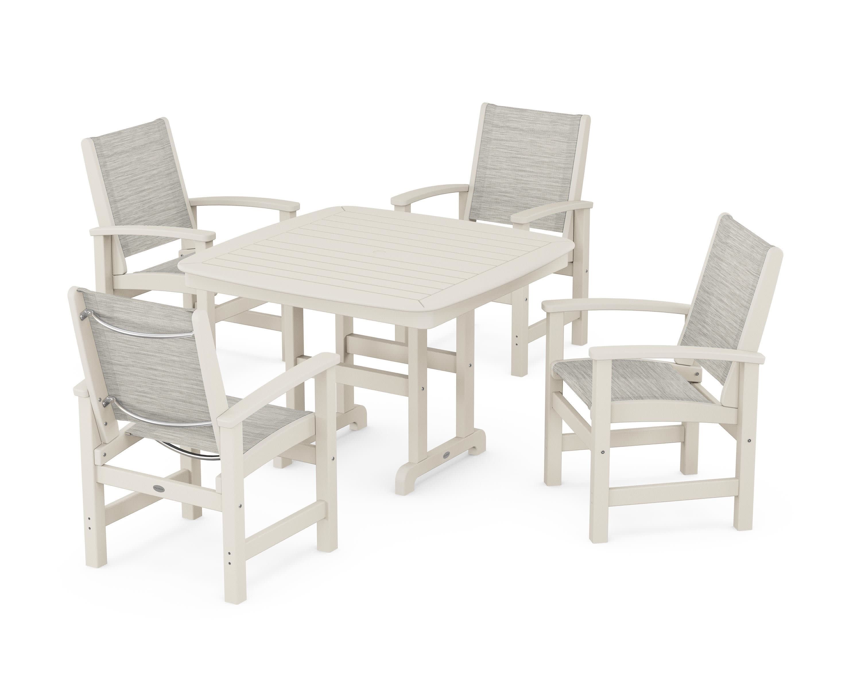 Coastal 5-Piece Dining Set in Sand / Birch Sling