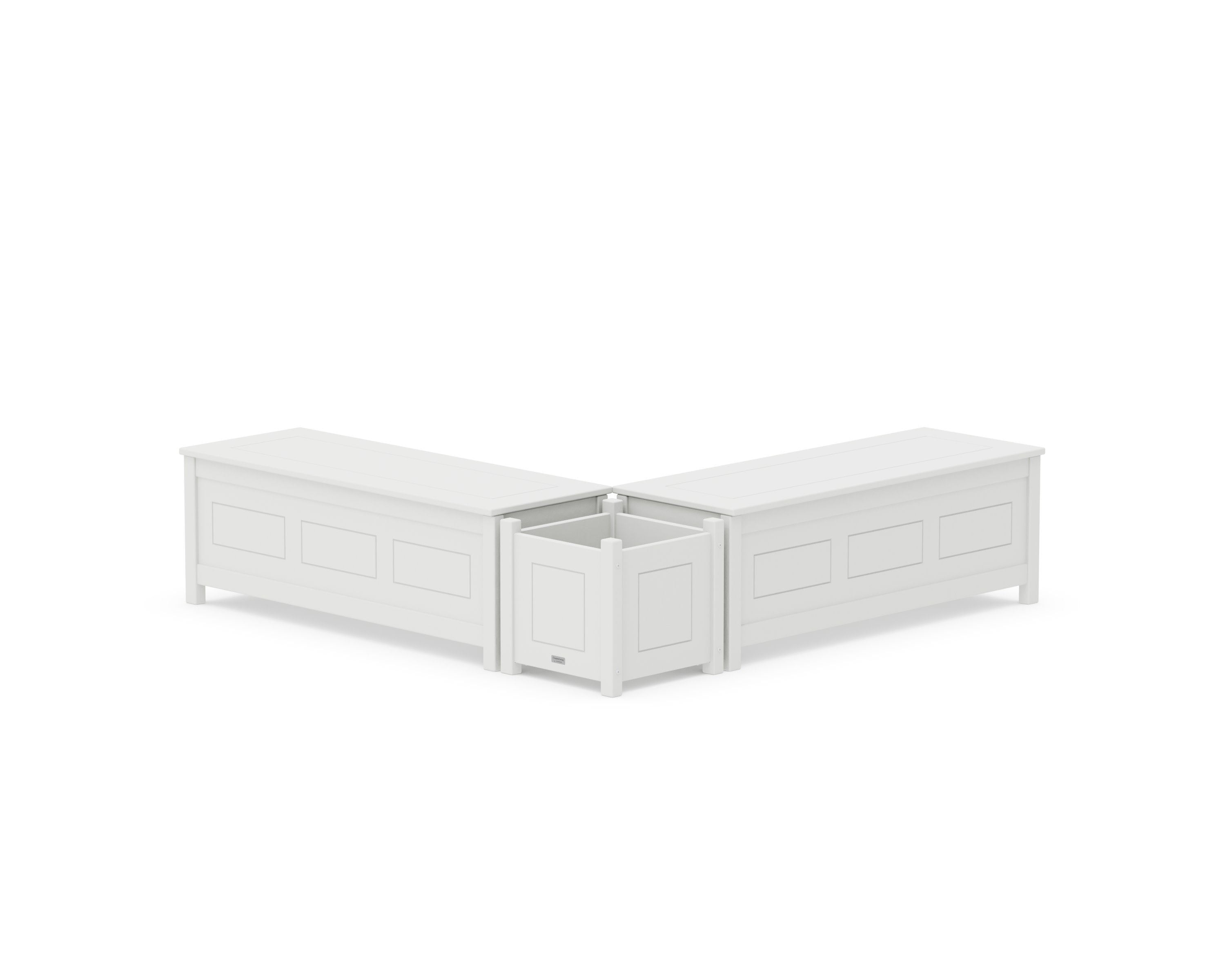 48" Country Living L- Shaped Planter Storage Bench Set in White