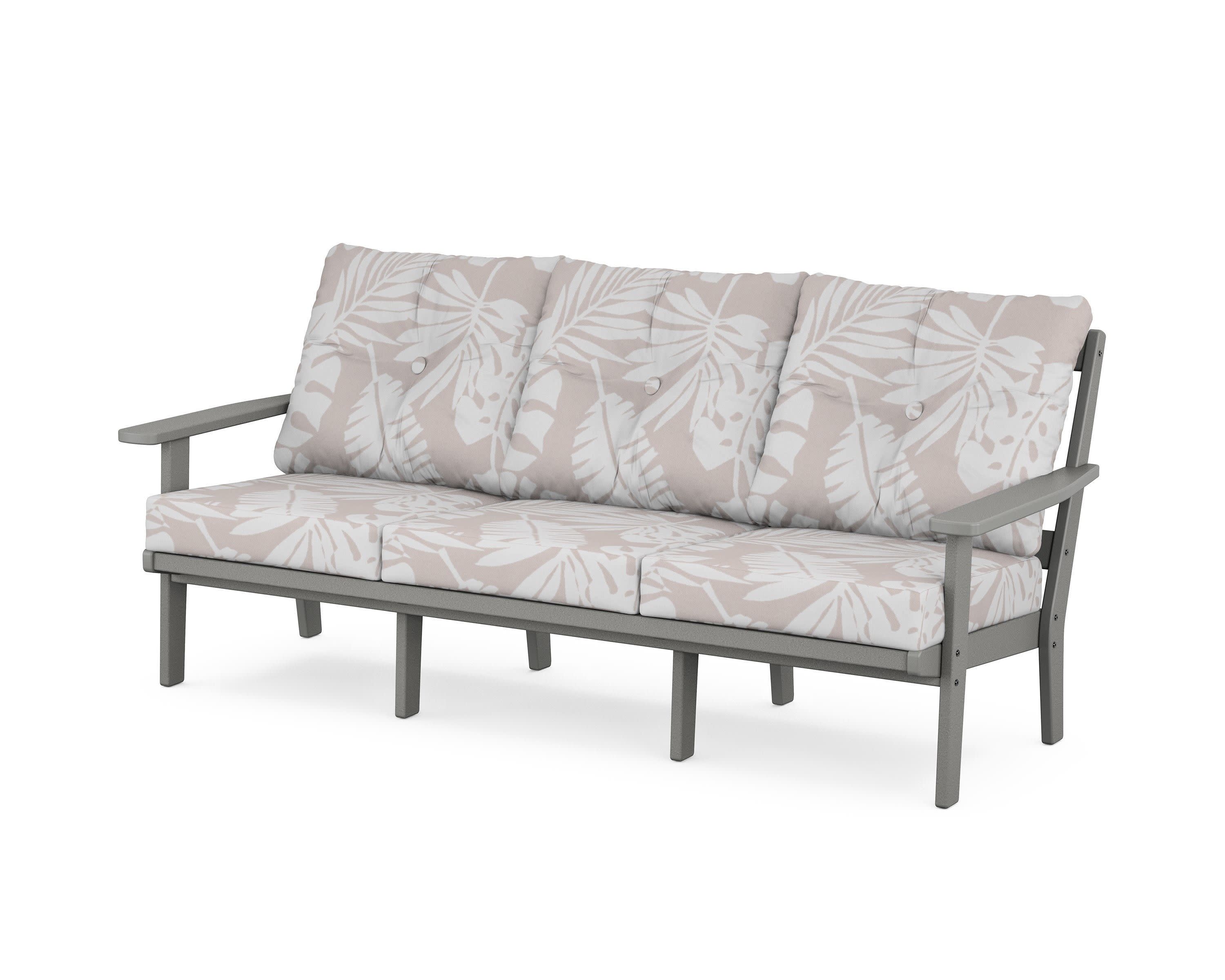 Oxford Deep Seating Sofa in Slate Grey / Leaf Dune Burlap