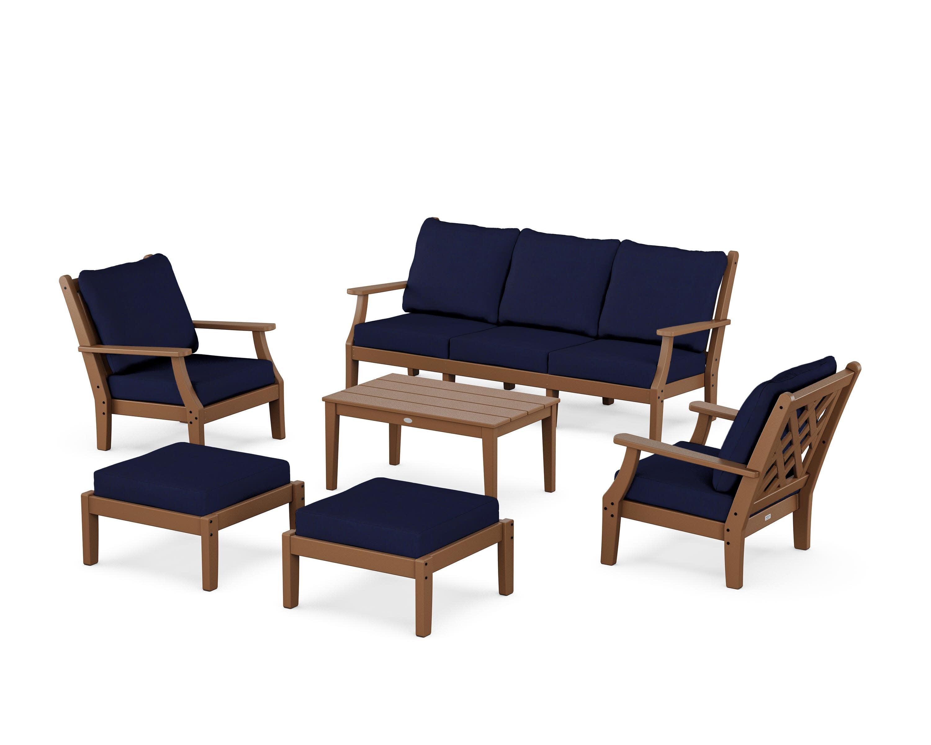 Wovendale 6-Piece Lounge Sofa Set in Teak / Navy