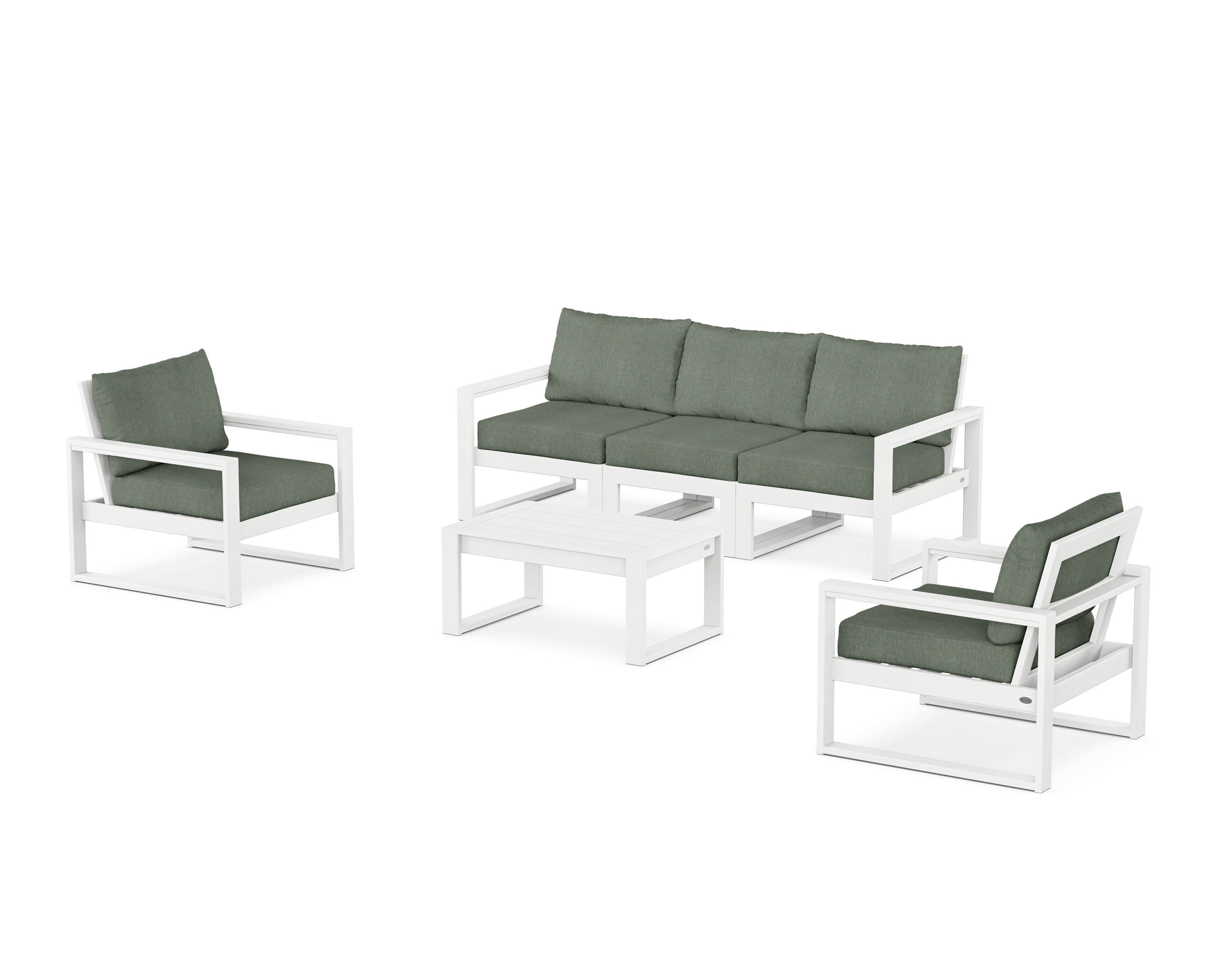 EDGE Sectional 4-Piece Deep Seating Set with Sofa in White / Cast Sage