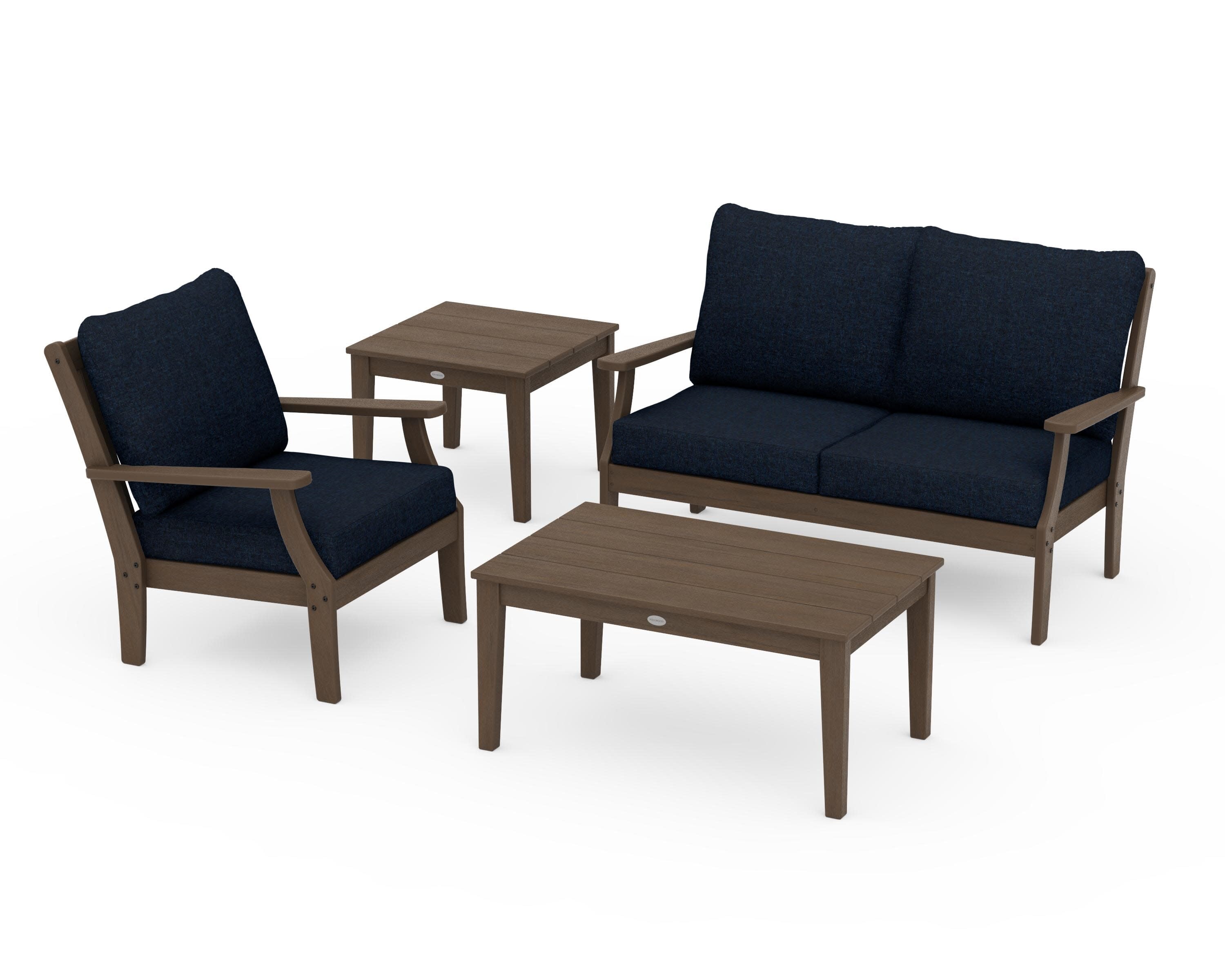 Braxton 4-Piece Deep Seating Set in Kona / Marine Indigo