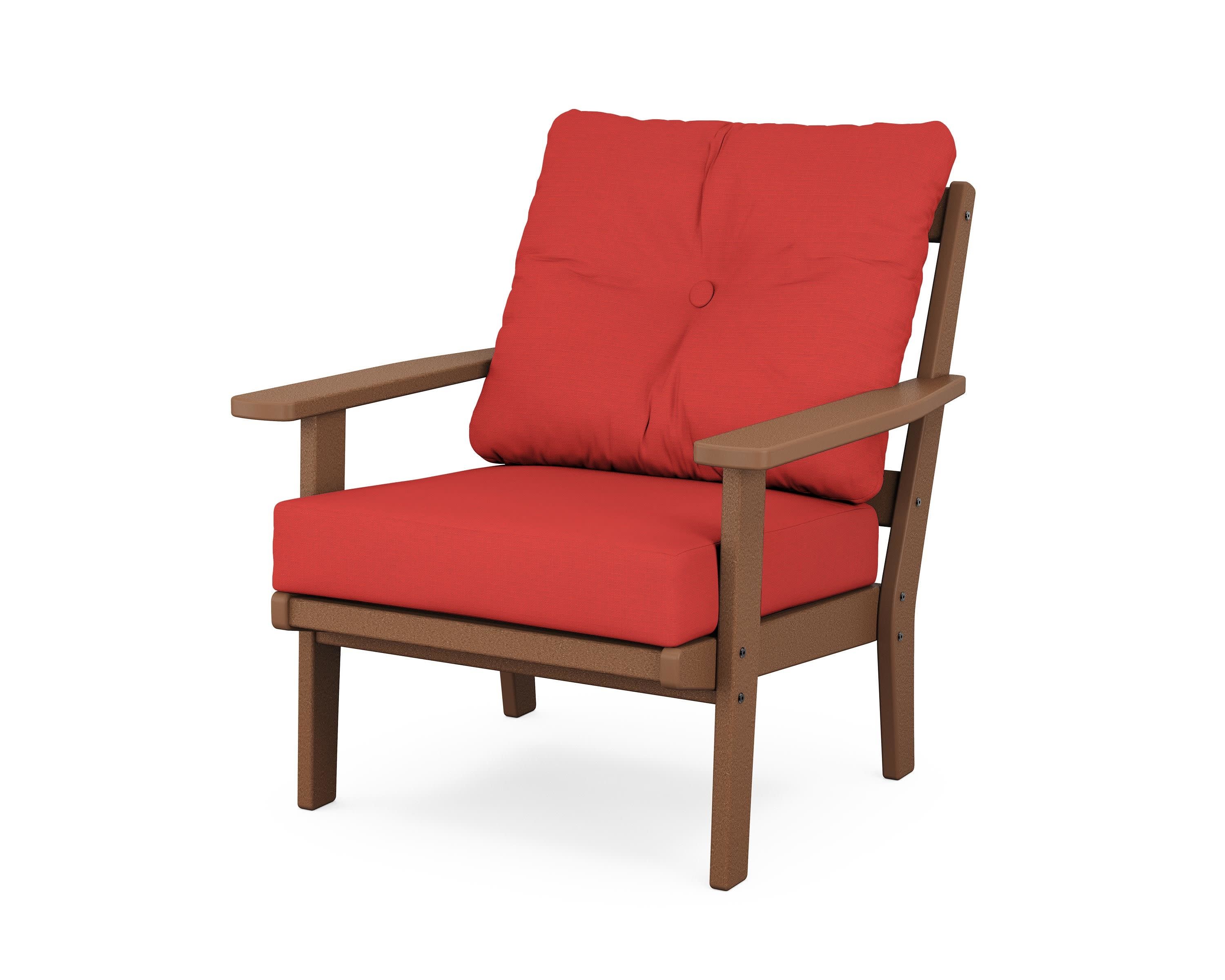 Oxford Deep Seating Chair in Teak / Crimson Linen