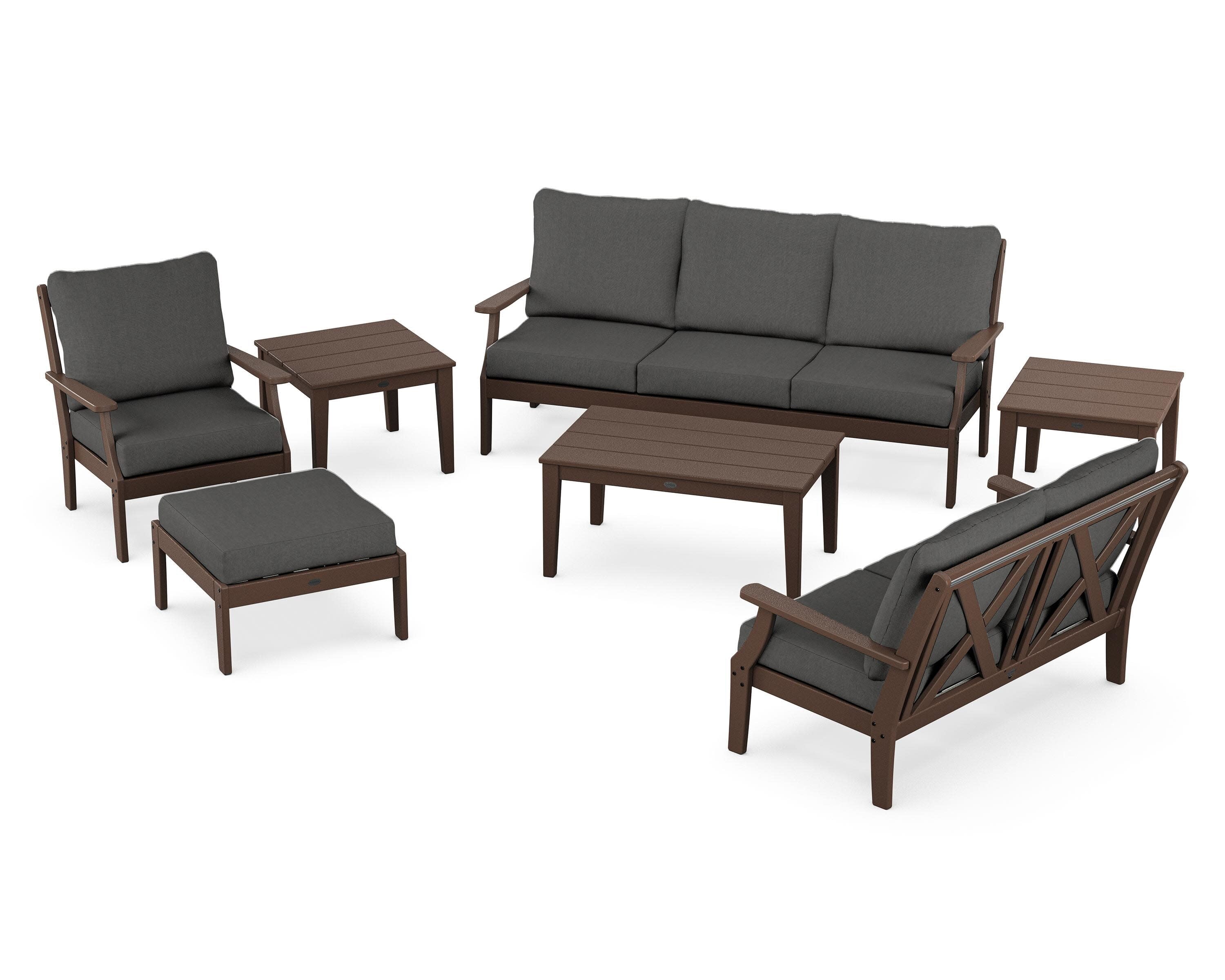 Braxton 7-Piece Deep Seating Set in Mahogany / Spectrum Carbon