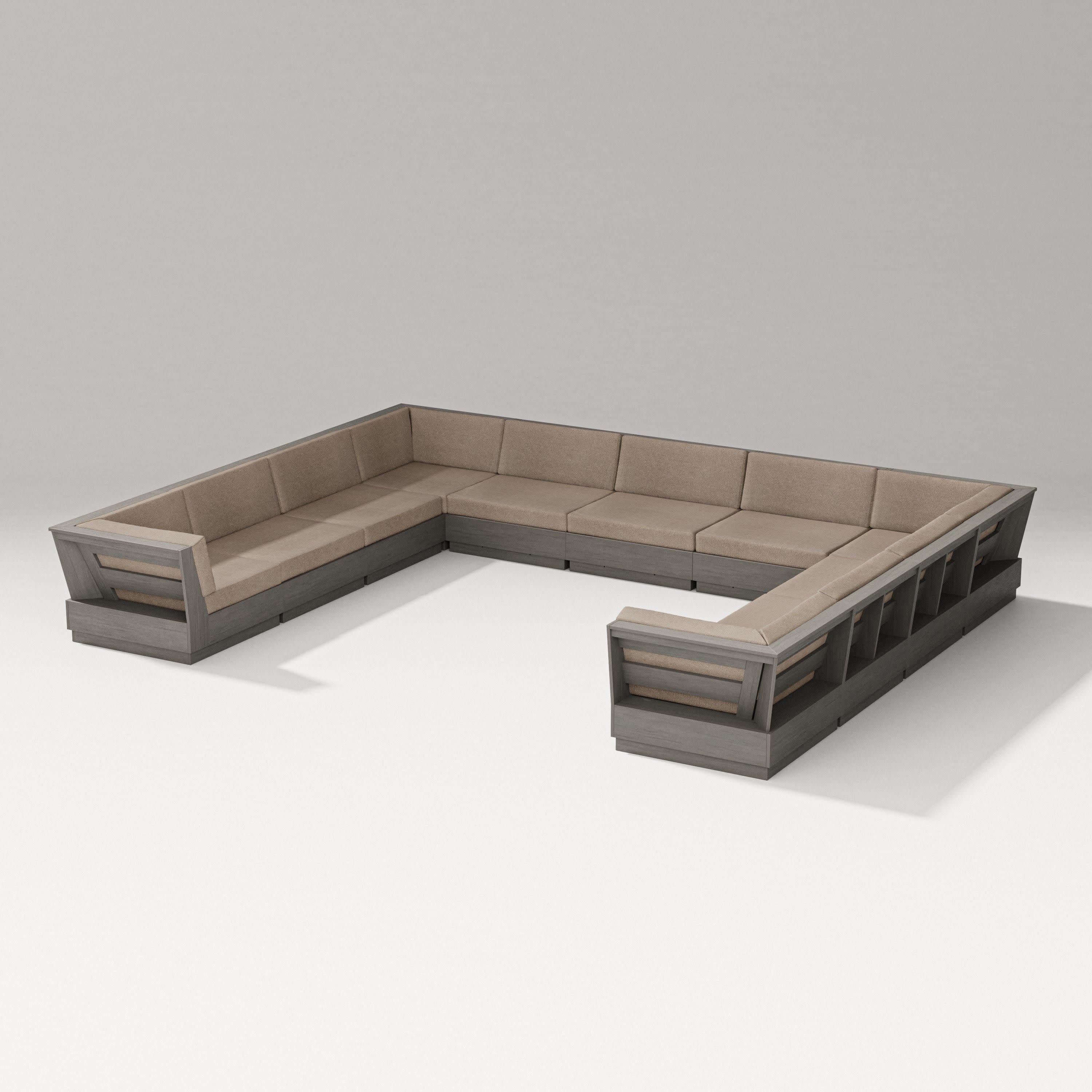 Elevate Large U-Shaped Sectional in Driftwood / Spiced Burlap