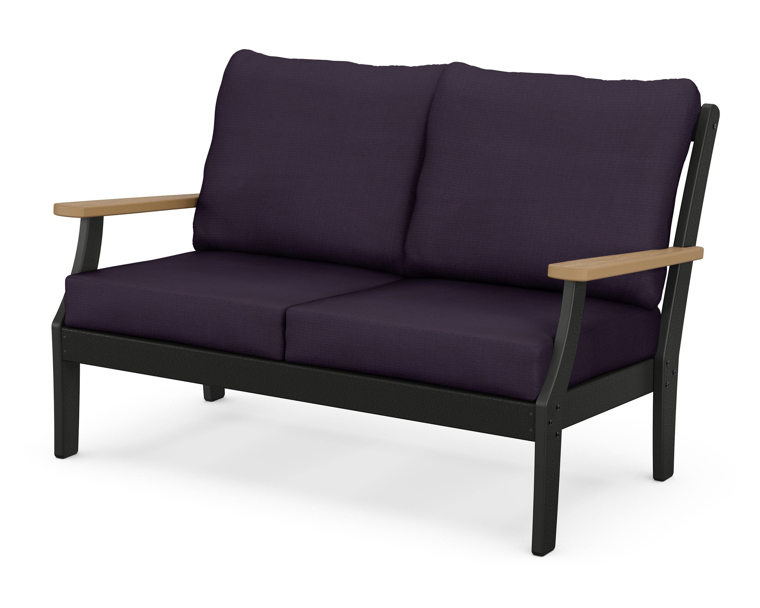 Braxton Deep Seating Loveseat in Black / Natural / Navy Linen