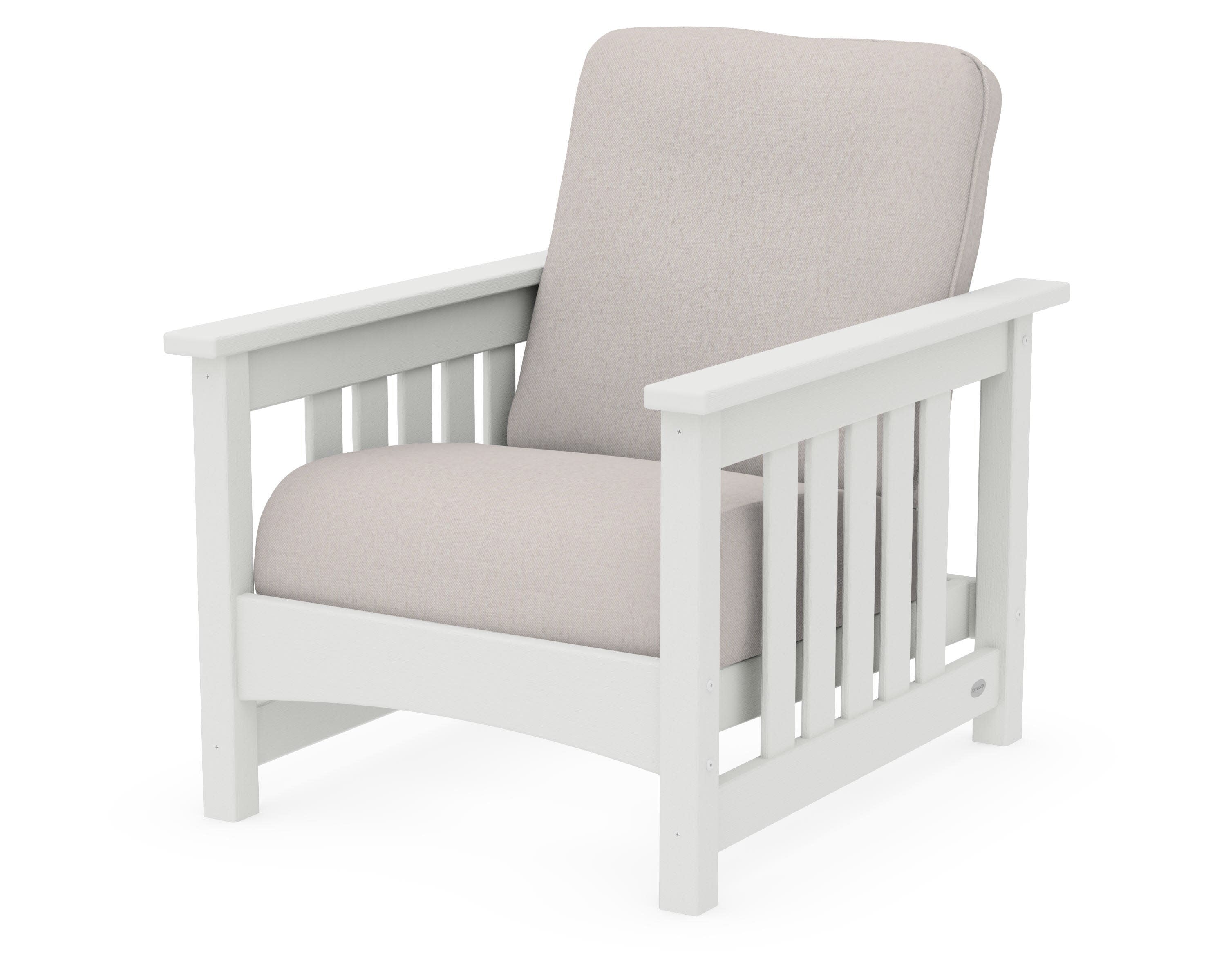 Club Mission Chair in Vintage White / Dune Burlap