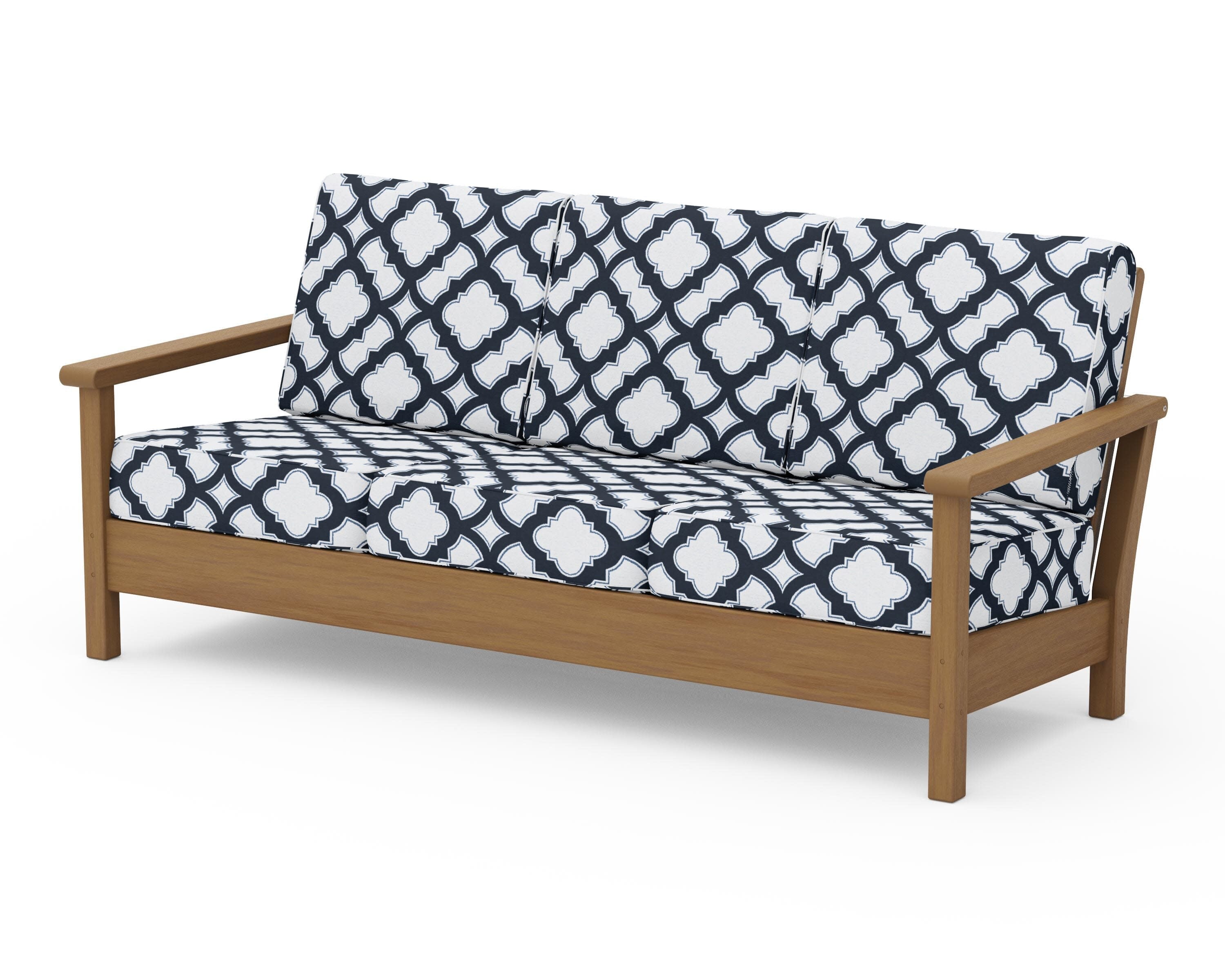 Harbour Deep Seating Sofa in Natural / Trellis Marine Indigo