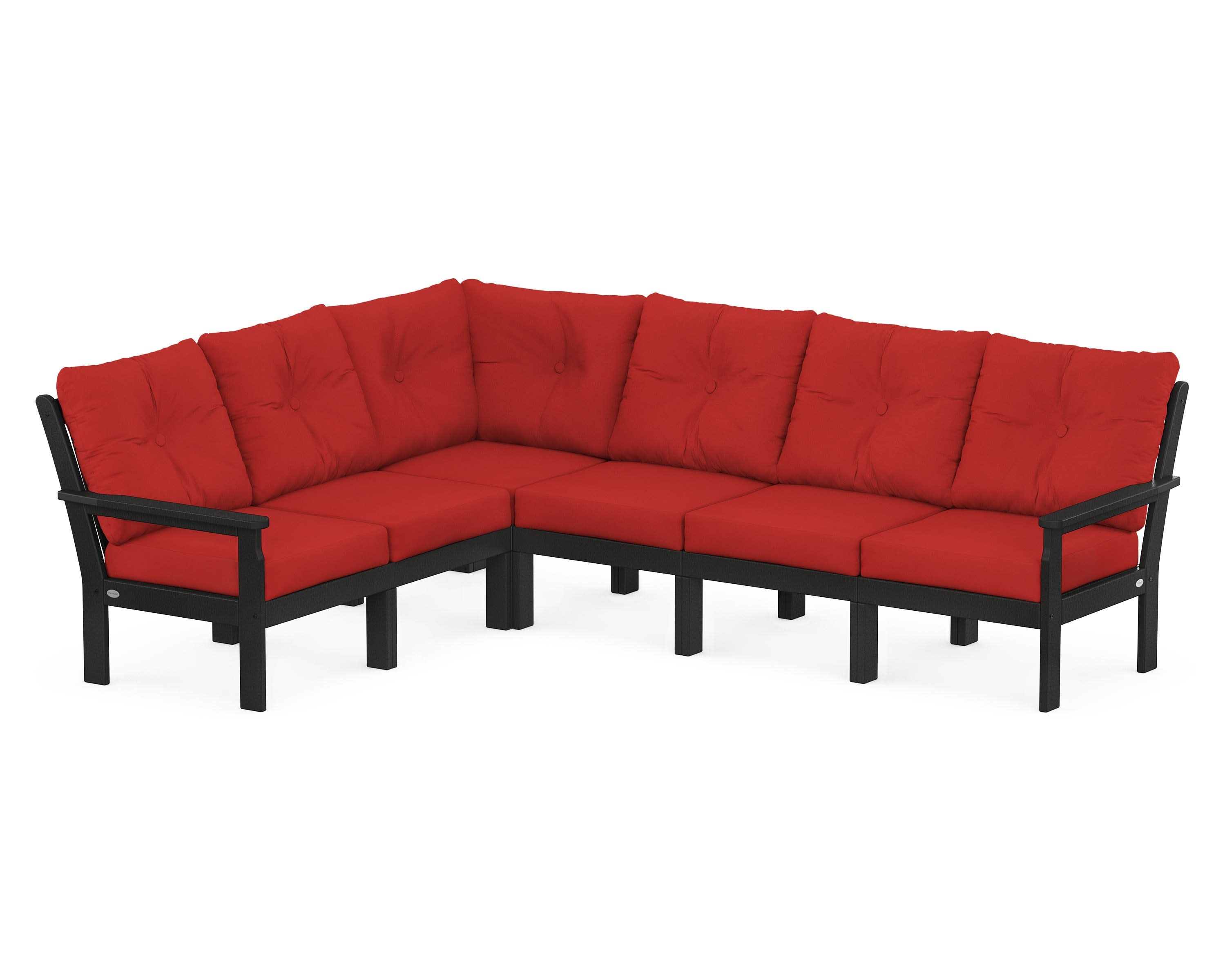 Vineyard 6-Piece Sectional in Black / Crimson Linen