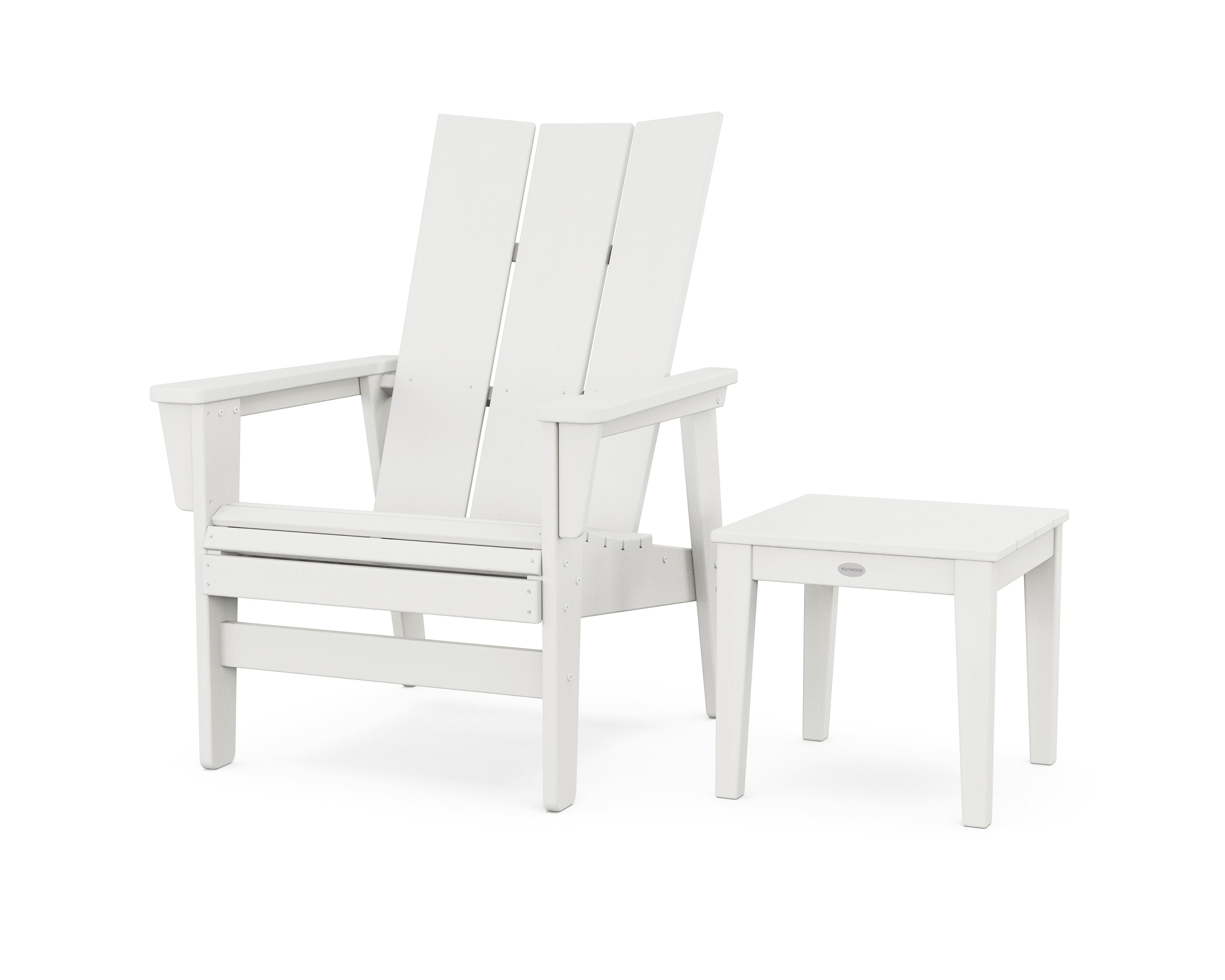 Modern Grand Upright Adirondack Chair with Side Table in Vintage White