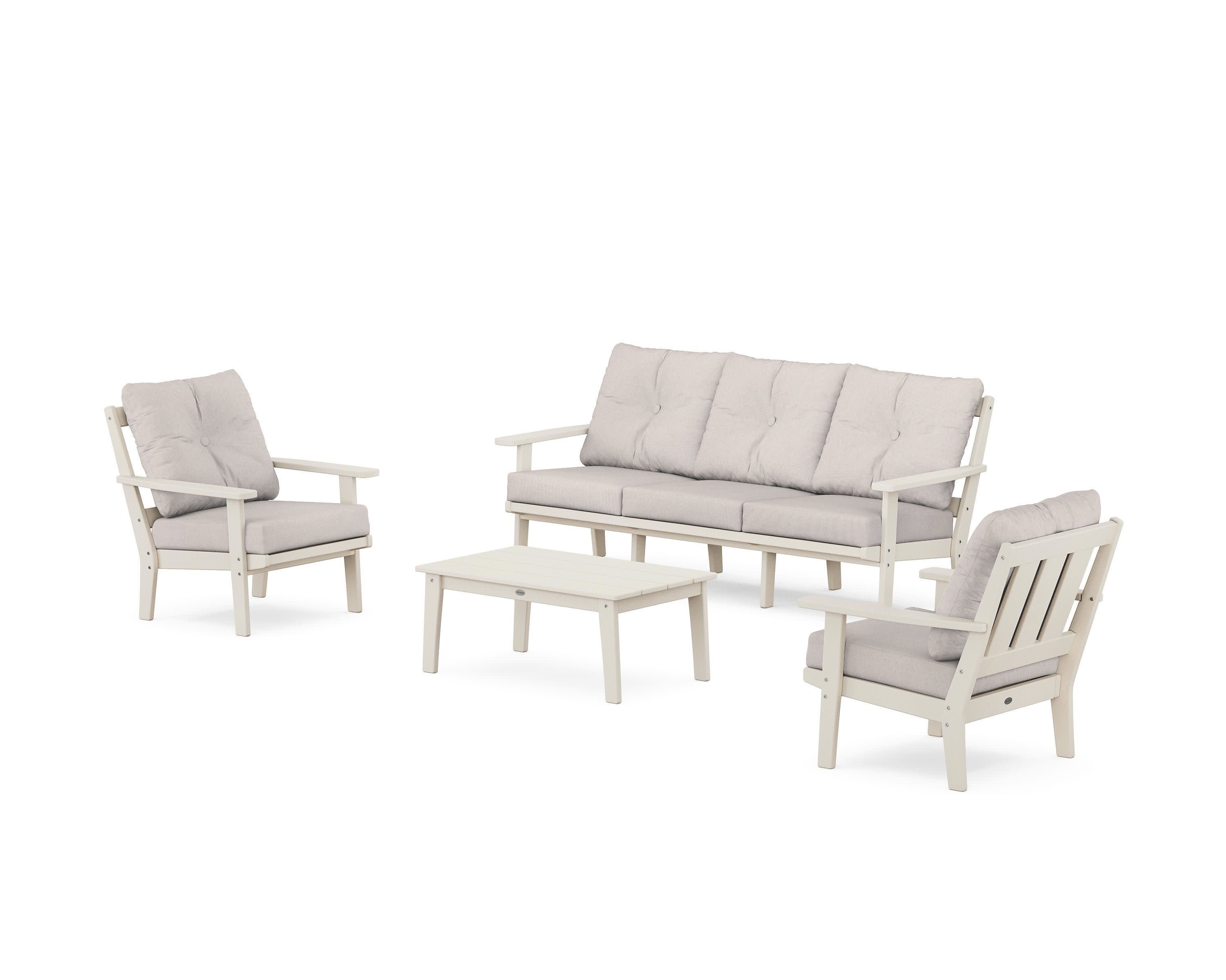 Oxford 4-Piece Deep Seating Set with Sofa in Sand / Dune Burlap