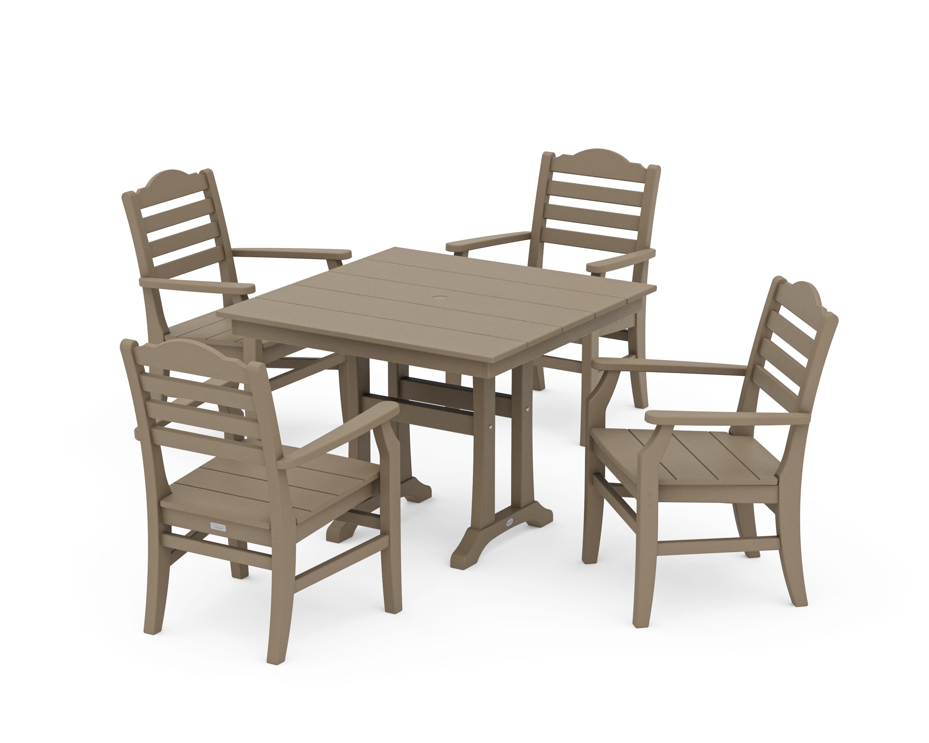 Savannah 5-Piece Farmhouse Dining Set with Trestle Legs in Vintage Sahara