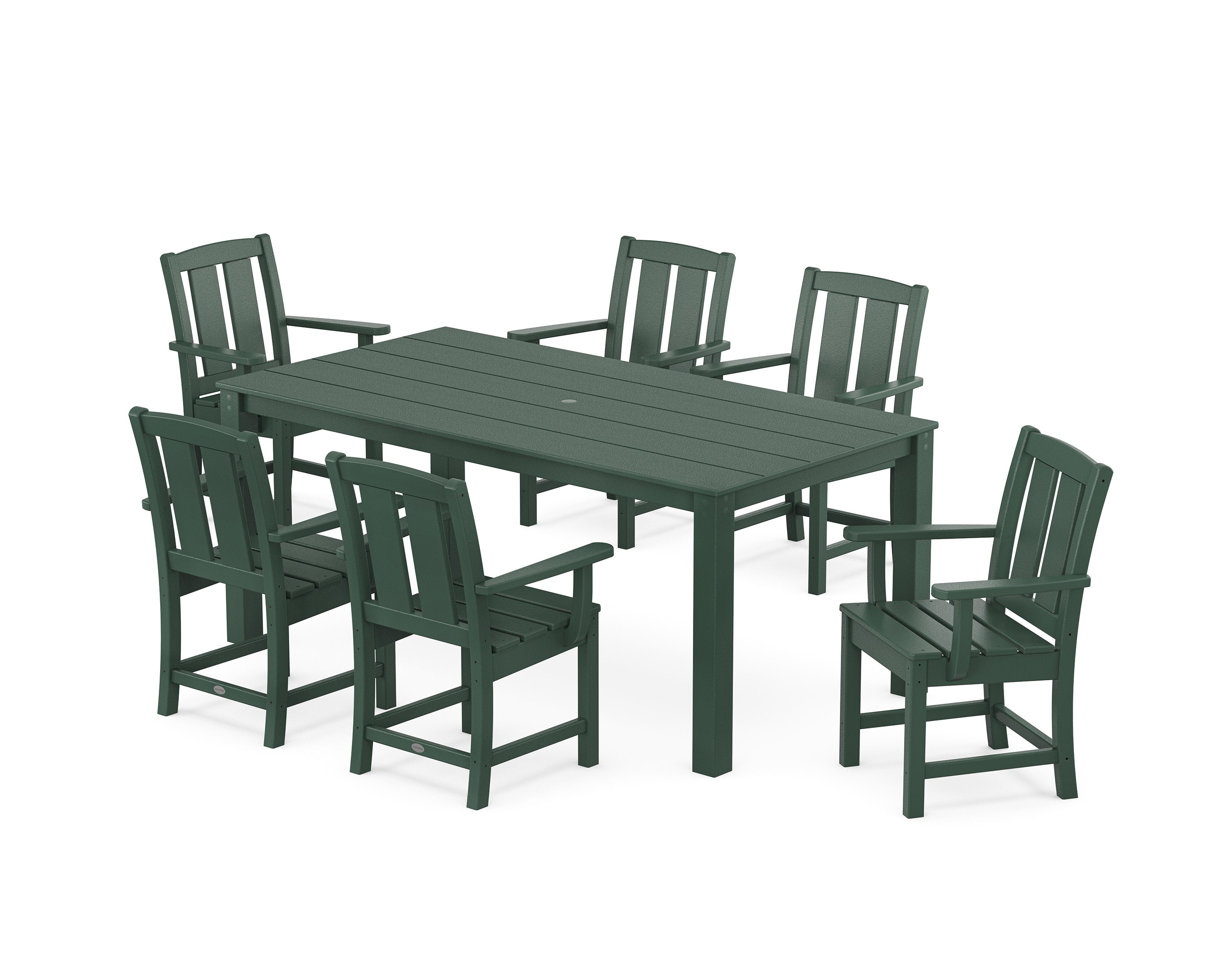 Mission Arm Chair 7-Piece Parsons Dining Set in Green