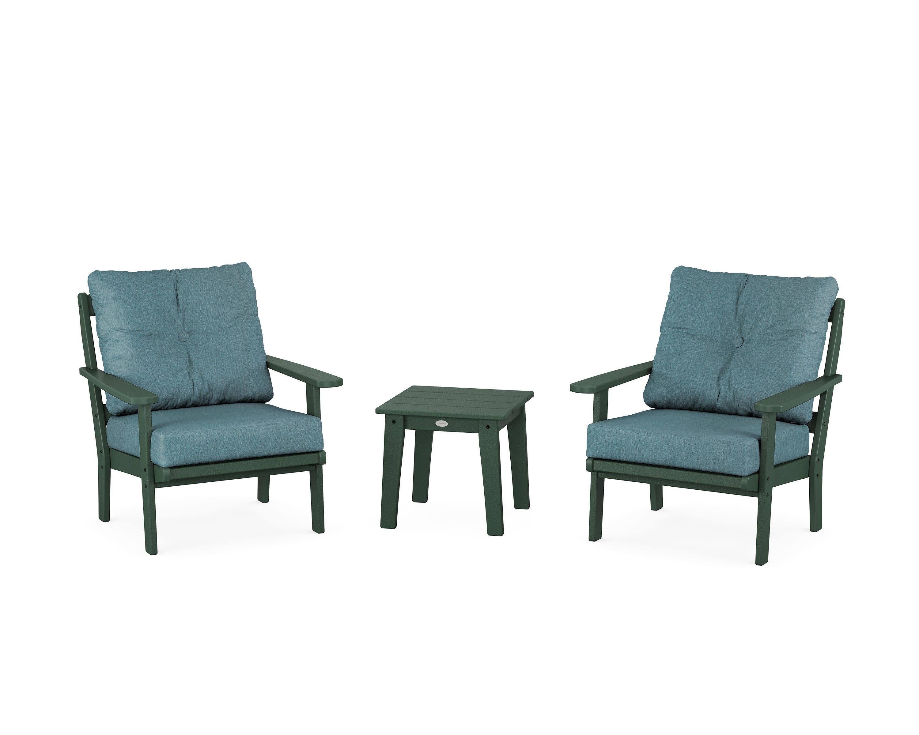 Mission 3-Piece Deep Seating Set in Green / Ocean Teal