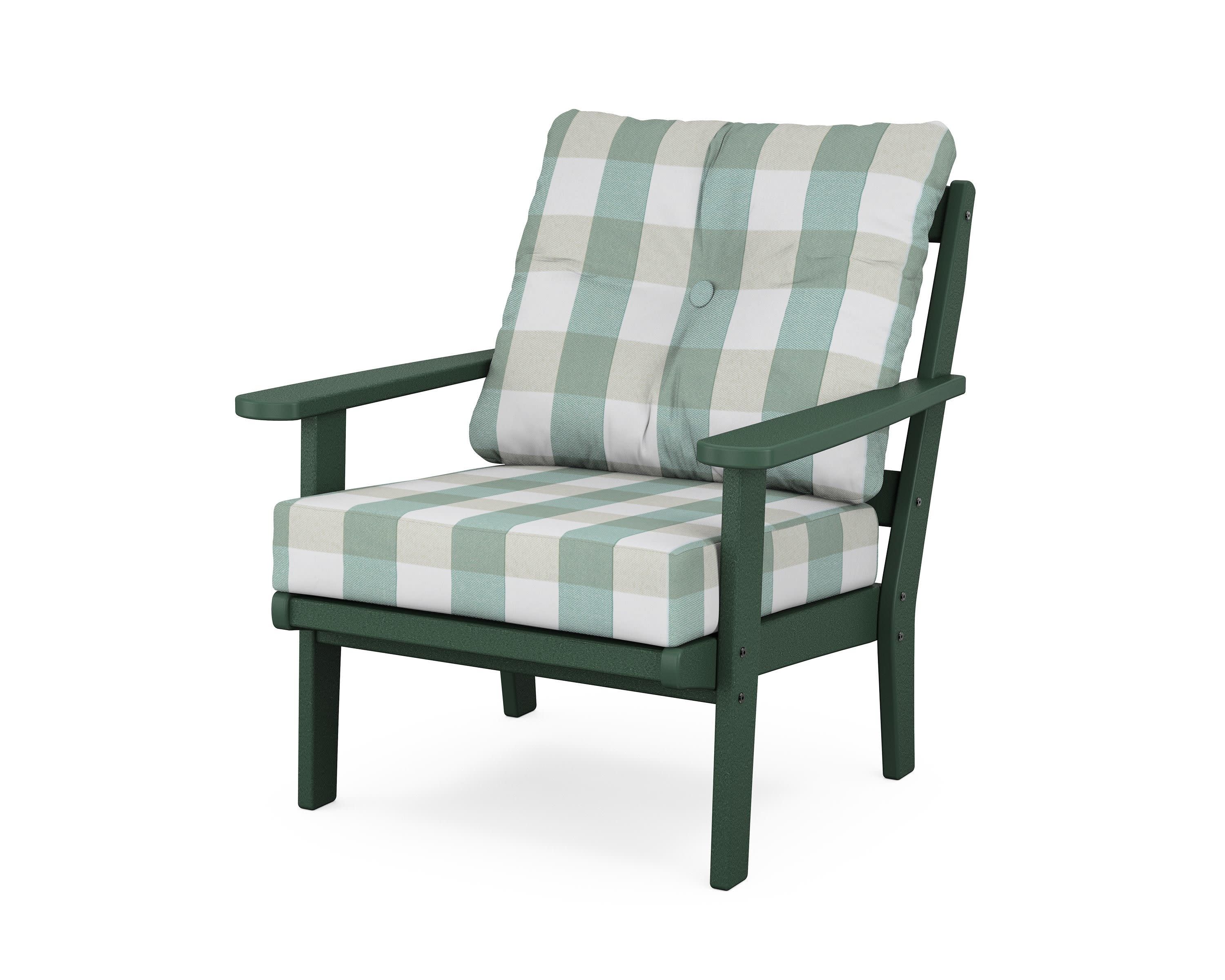 Mission Deep Seating Chair in Green / Buffalo Plaid Glacier Spa