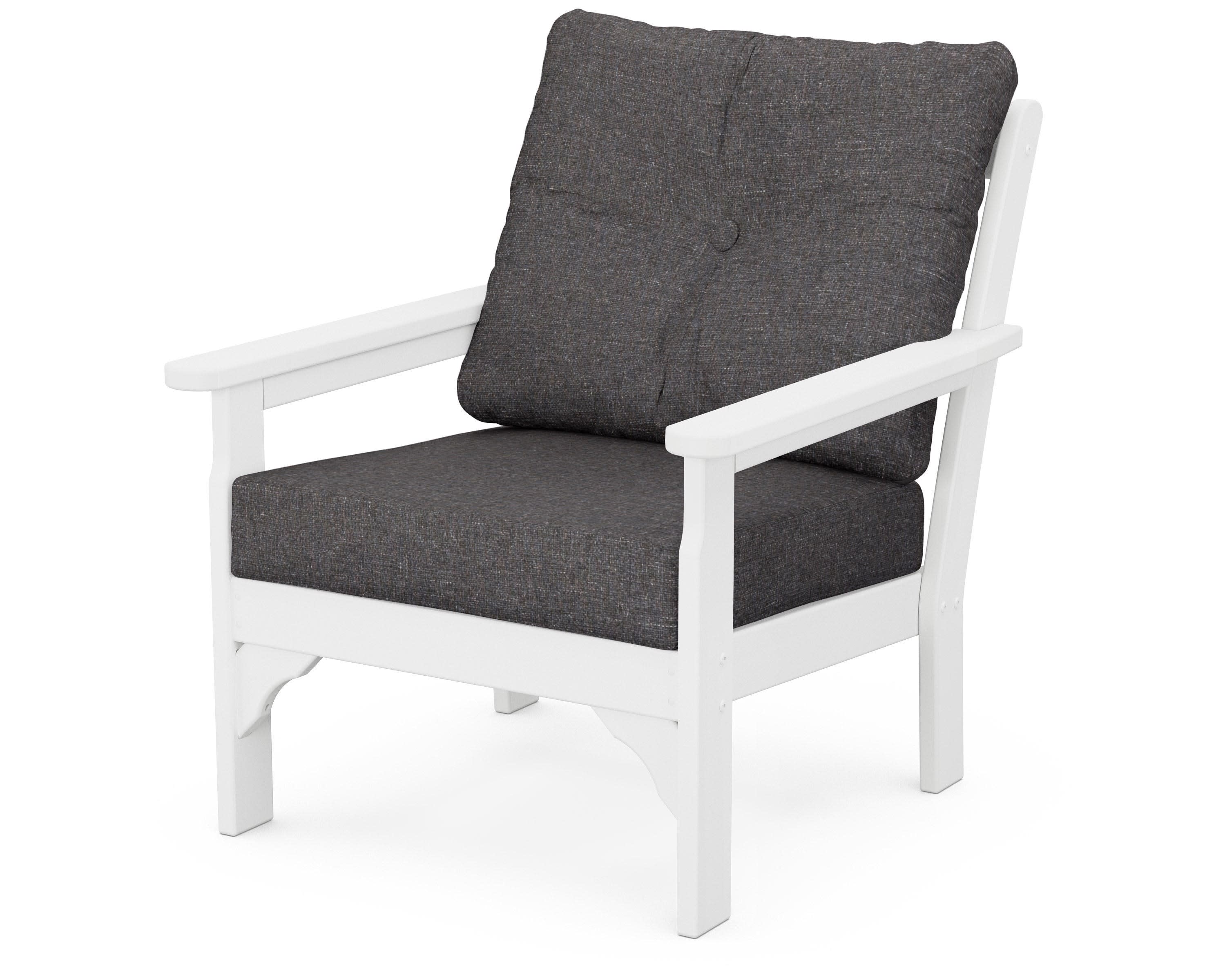 Vineyard Deep Seating Chair in White / Ash Charcoal