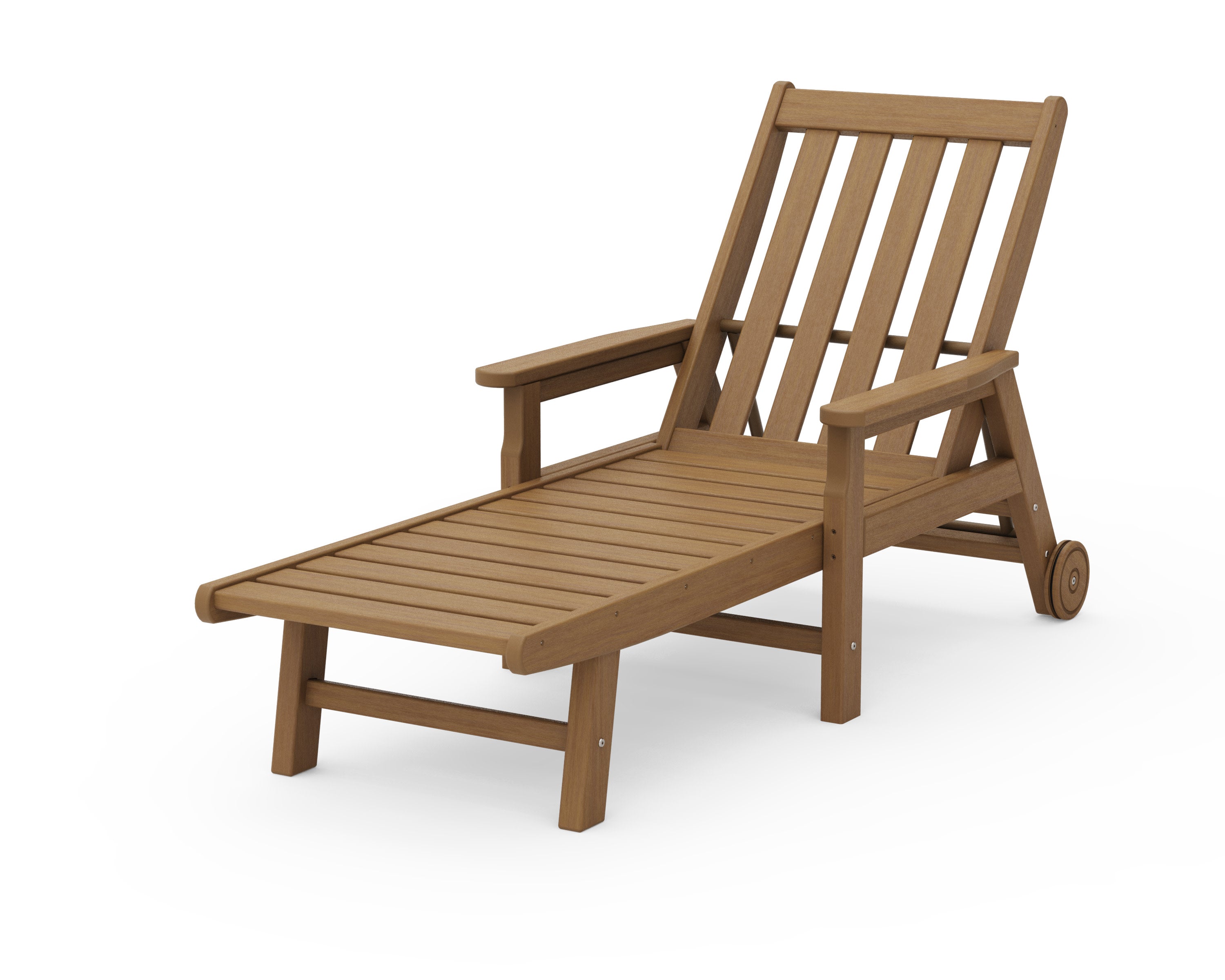 Vineyard Chaise with Arms and Wheels in Natural