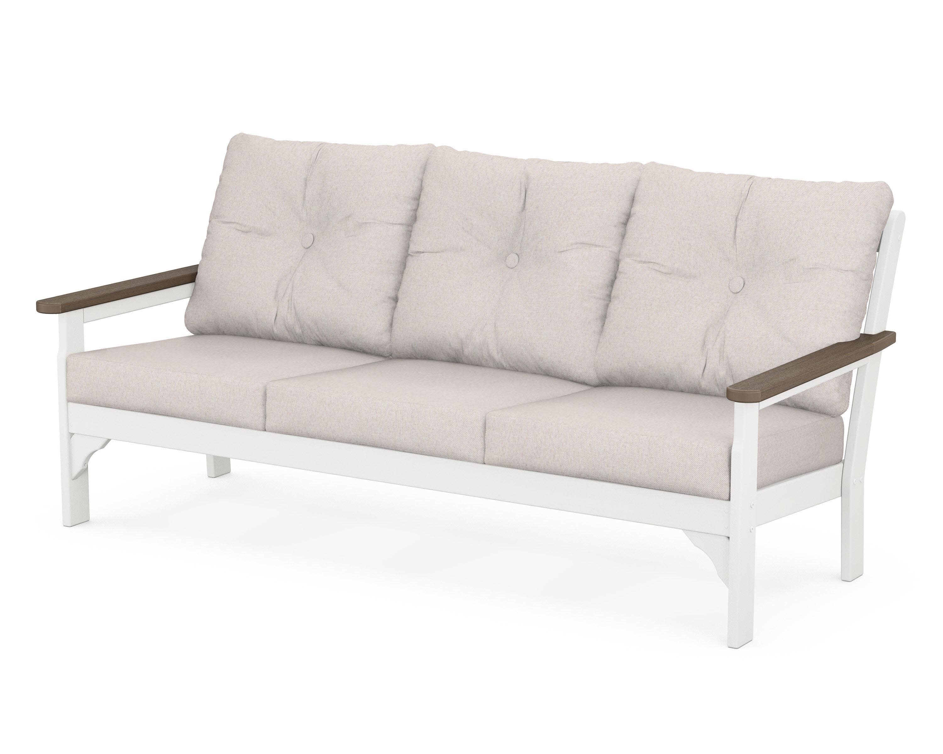 Vineyard Deep Seating Sofa in White / Kona / Dune Burlap