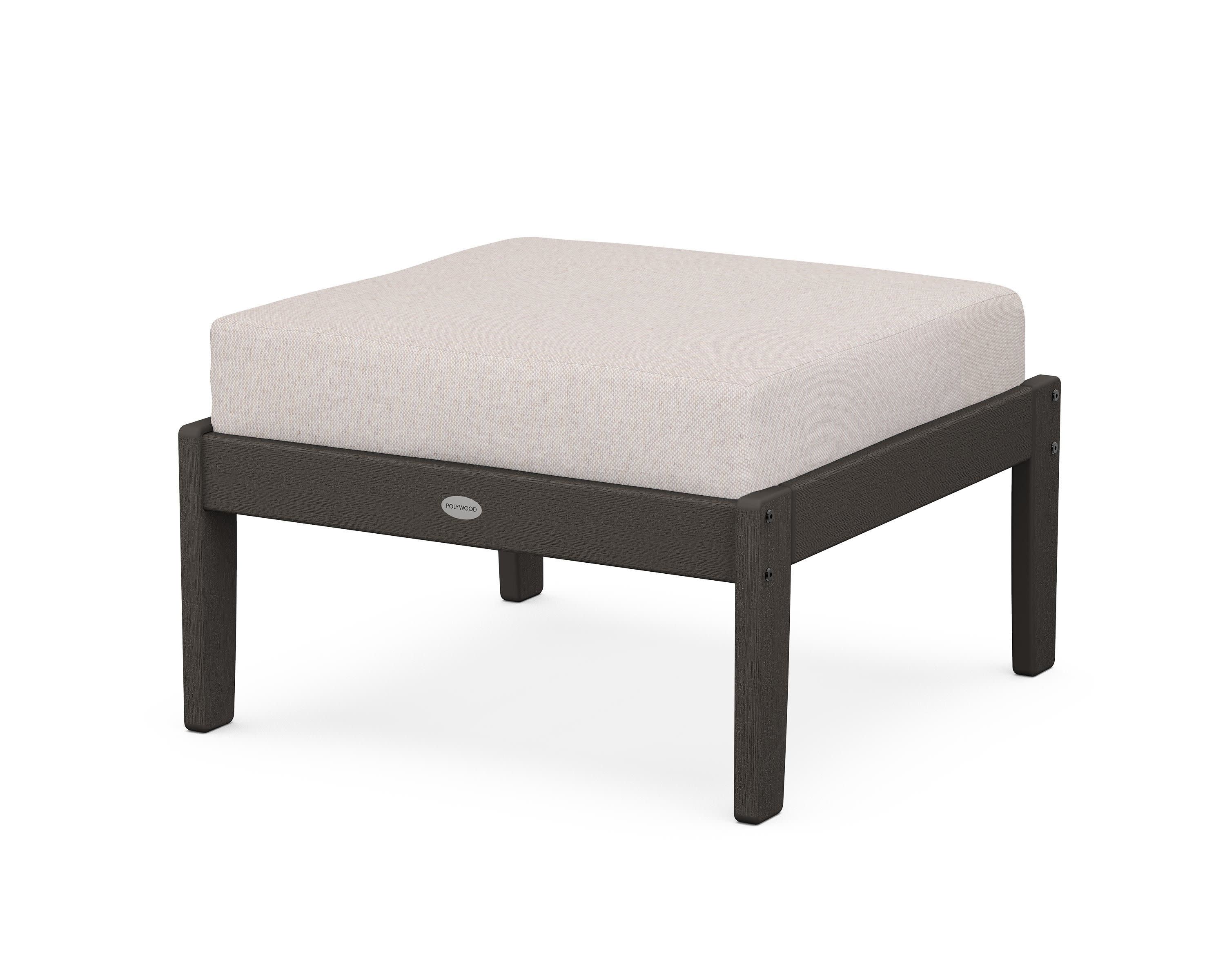 Braxton Deep Seating Ottoman in Vintage Coffee / Dune Burlap