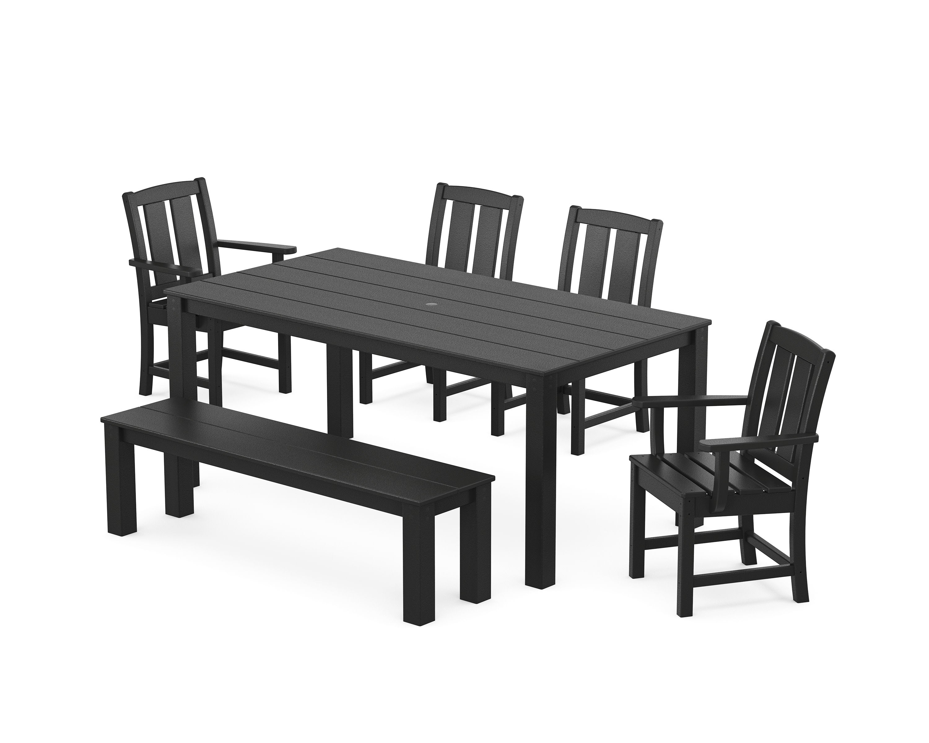 Mission 6-Piece Parsons Dining Set with Bench in Black
