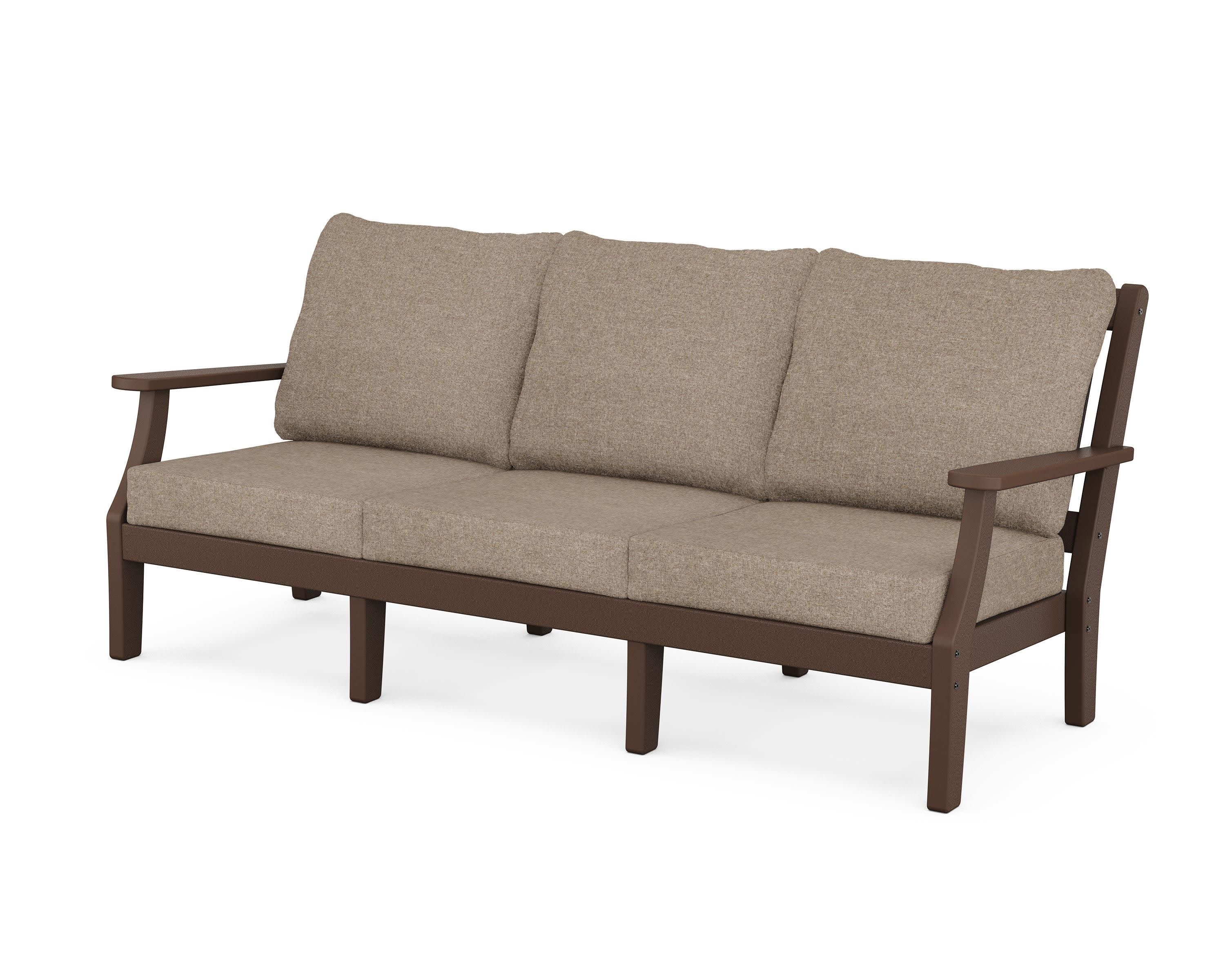 Chinoiserie Deep Seating Sofa in Mahogany / Spiced Burlap