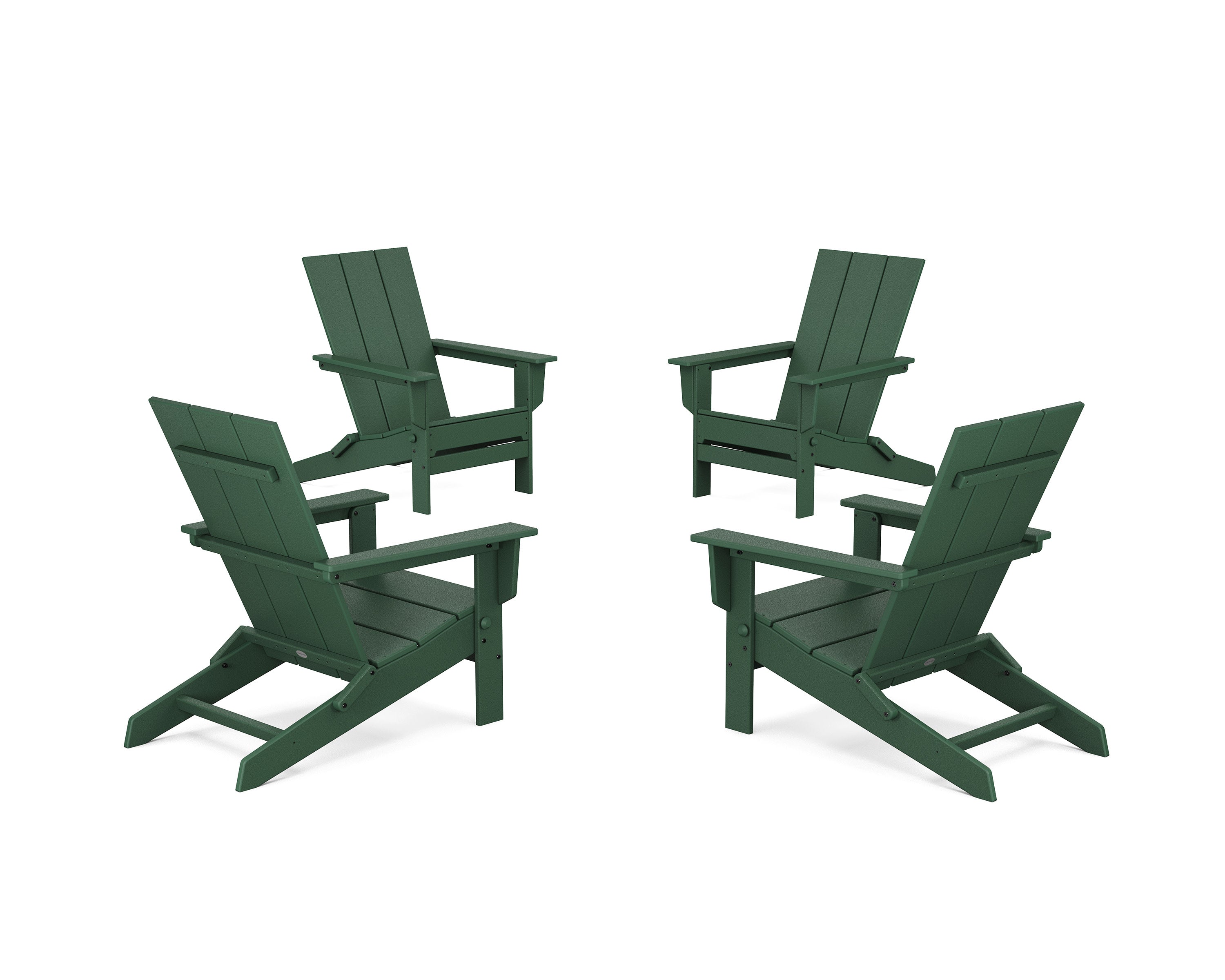 4-Piece Modern Studio Folding Adirondack Chair Conversation Set in Green