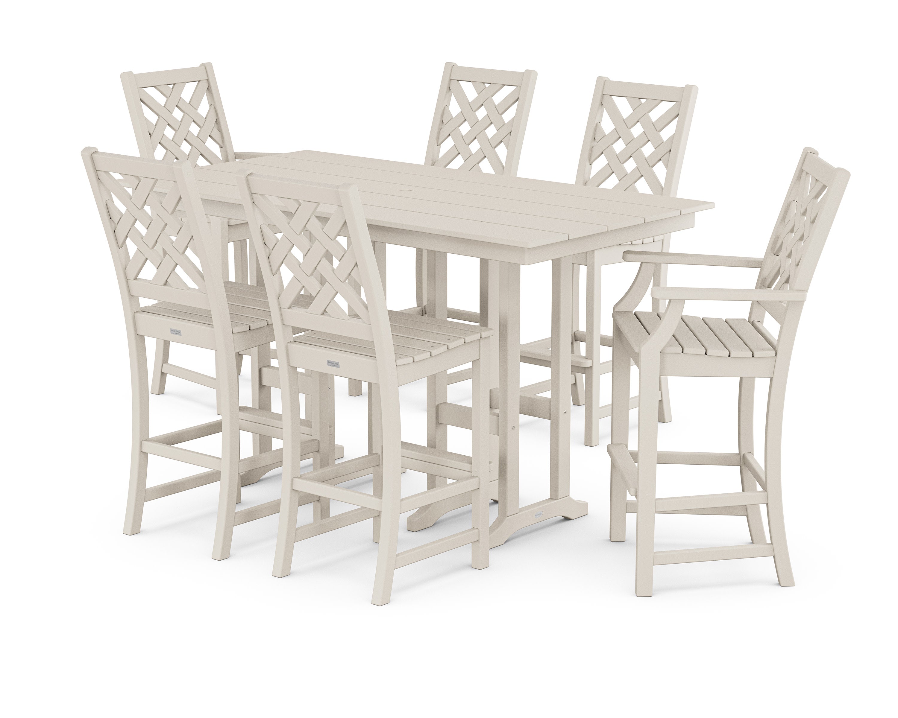 Wovendale 7-Piece Farmhouse Bar Set in Sand
