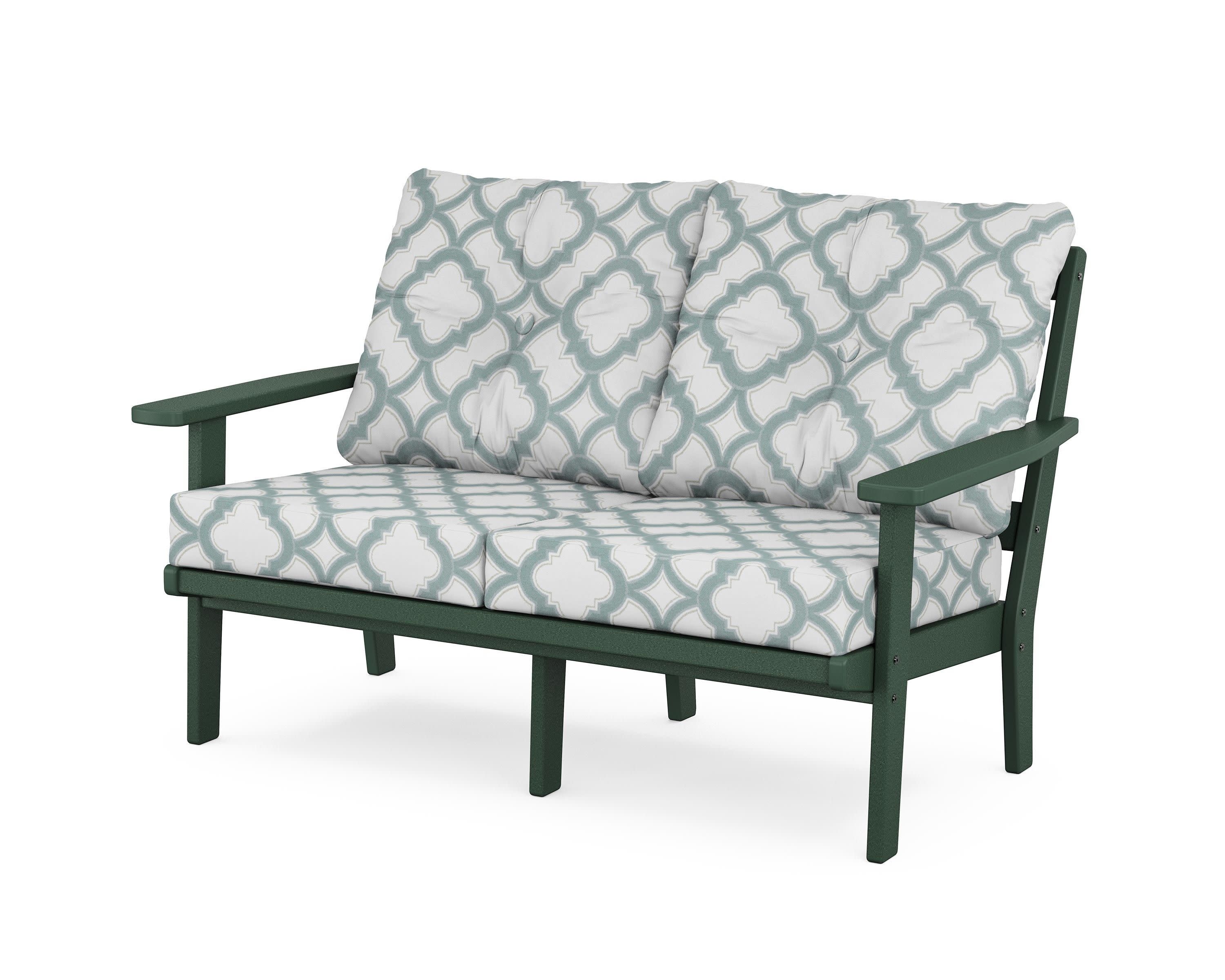 Oxford Deep SeatingLoveseat in Green / Trellis Glacier Spa