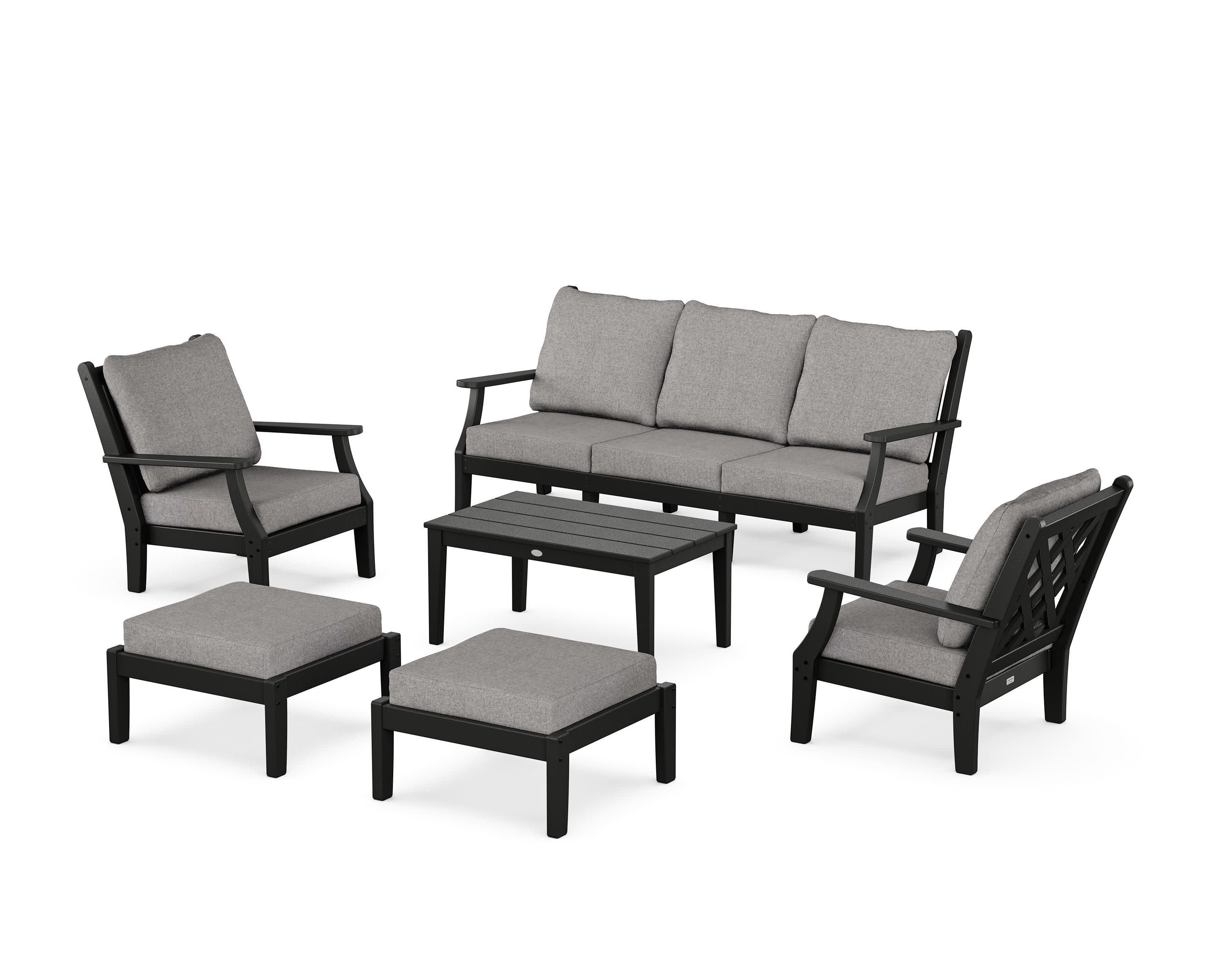 Wovendale 6-Piece Lounge Sofa Set in Black / Grey Mist