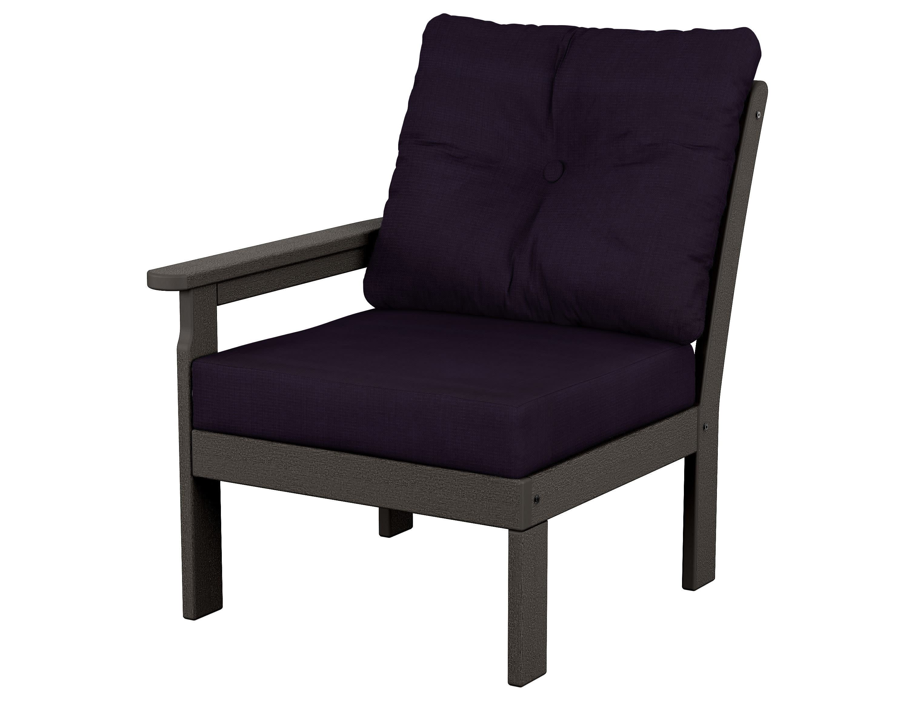 Vineyard Modular Left Arm Chair in Vintage Coffee / Navy Linen