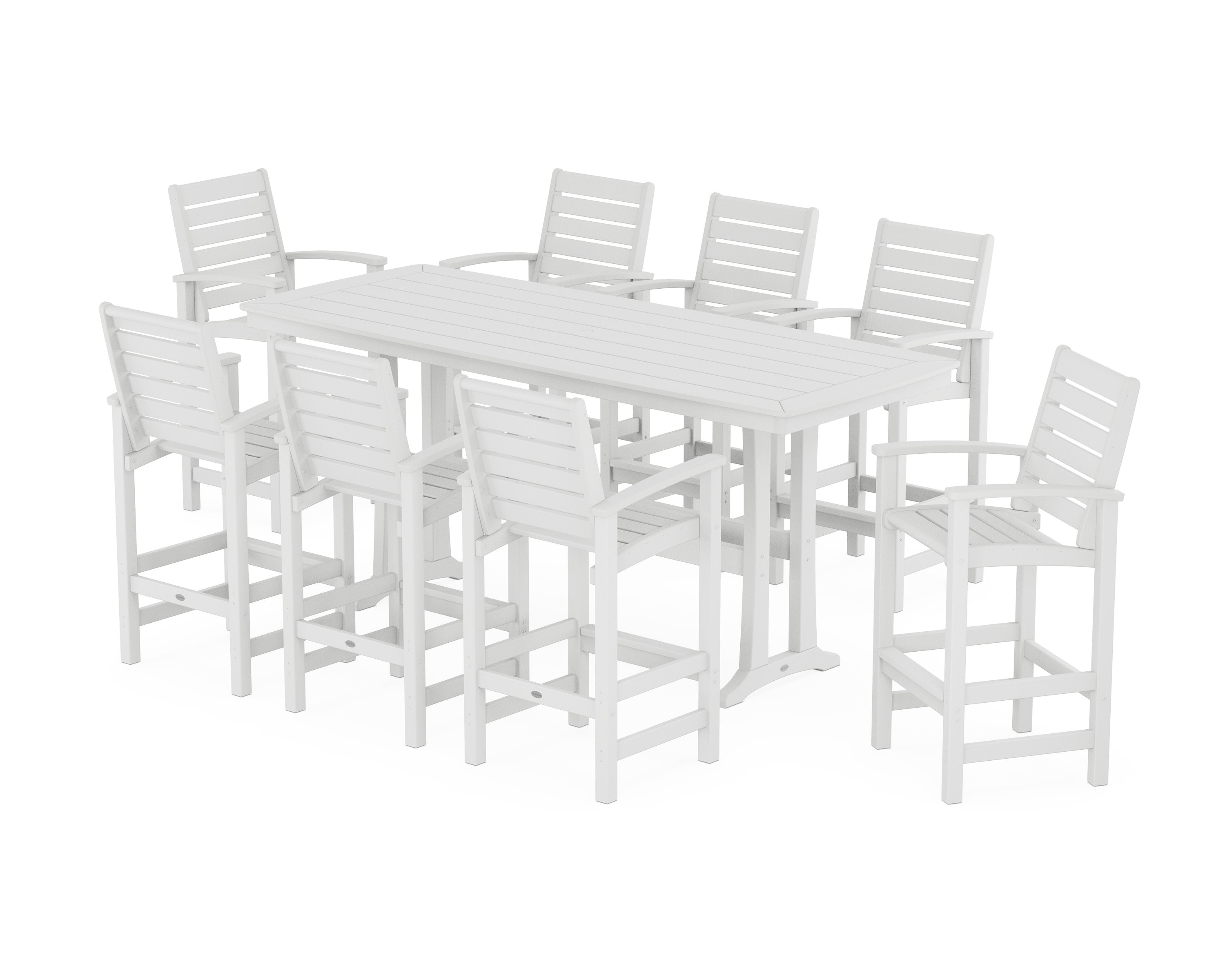 Signature 9-Piece Bar Set with Trestle Legs in White