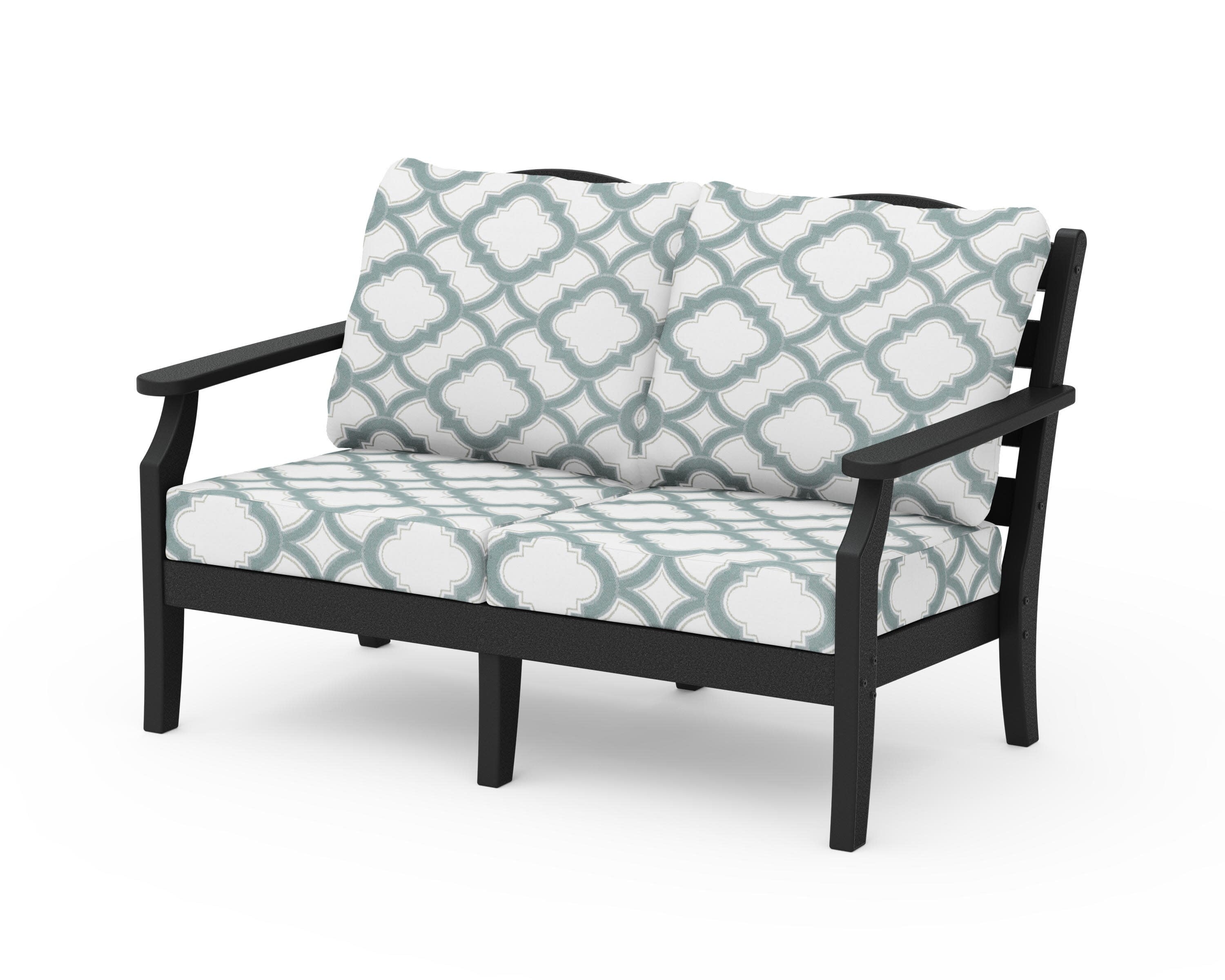 Savannah Deep Seating Loveseat in Black / Trellis Glacier Spa