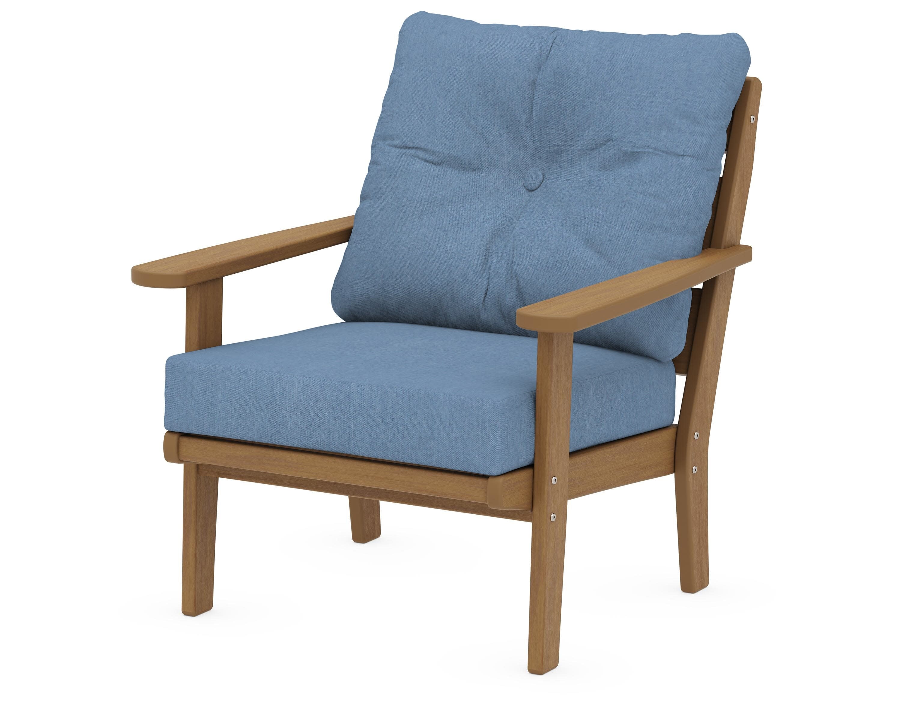 Lakeside Deep Seating Chair in Natural / Sky Blue