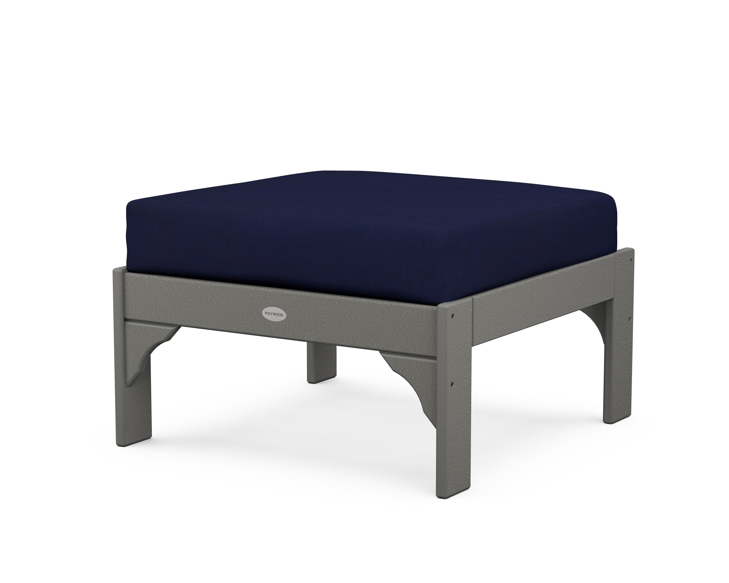 Vineyard Deep Seating Ottoman in Slate Grey / Navy