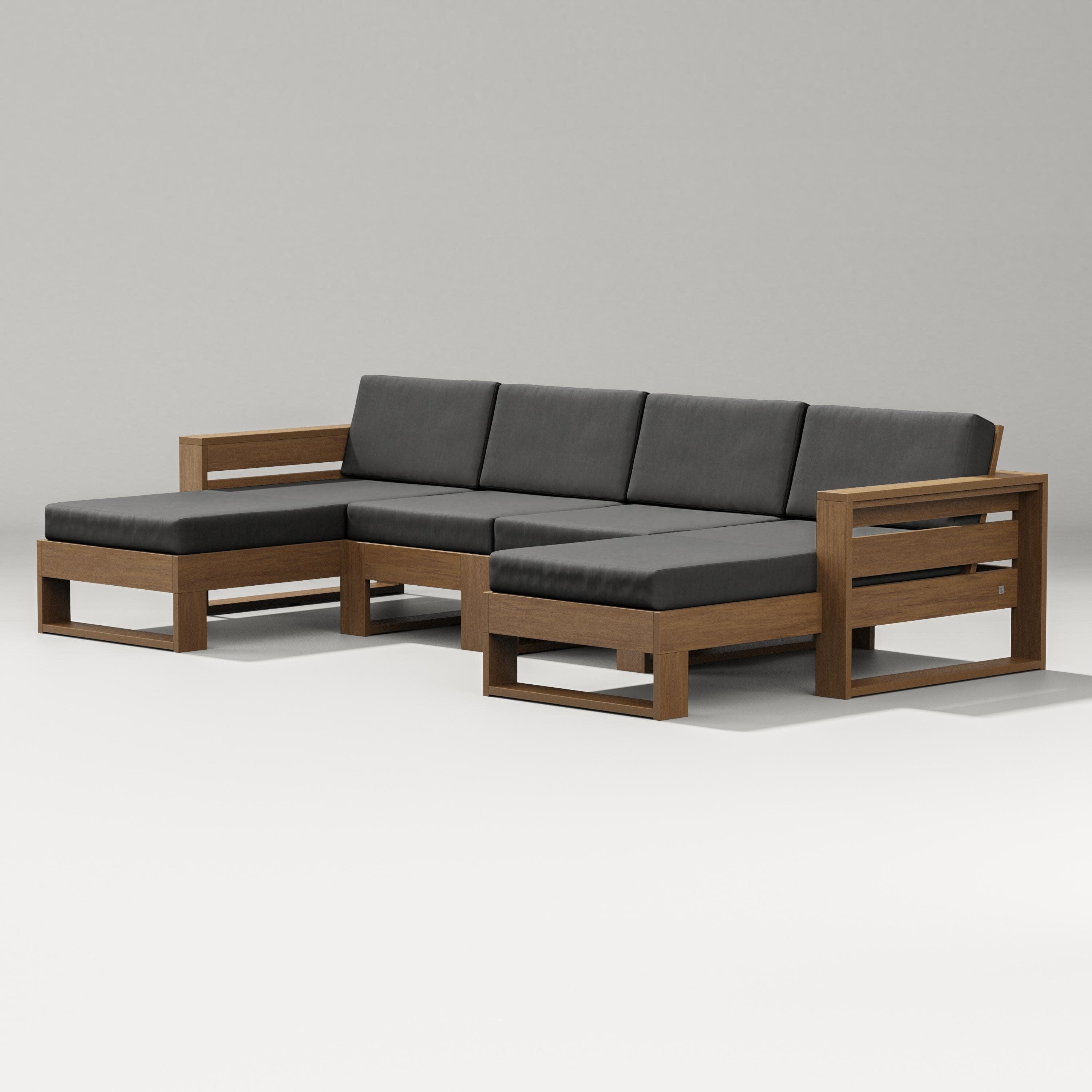Latitude Double Chaise Sectional in Natural / Spectrum Carbon