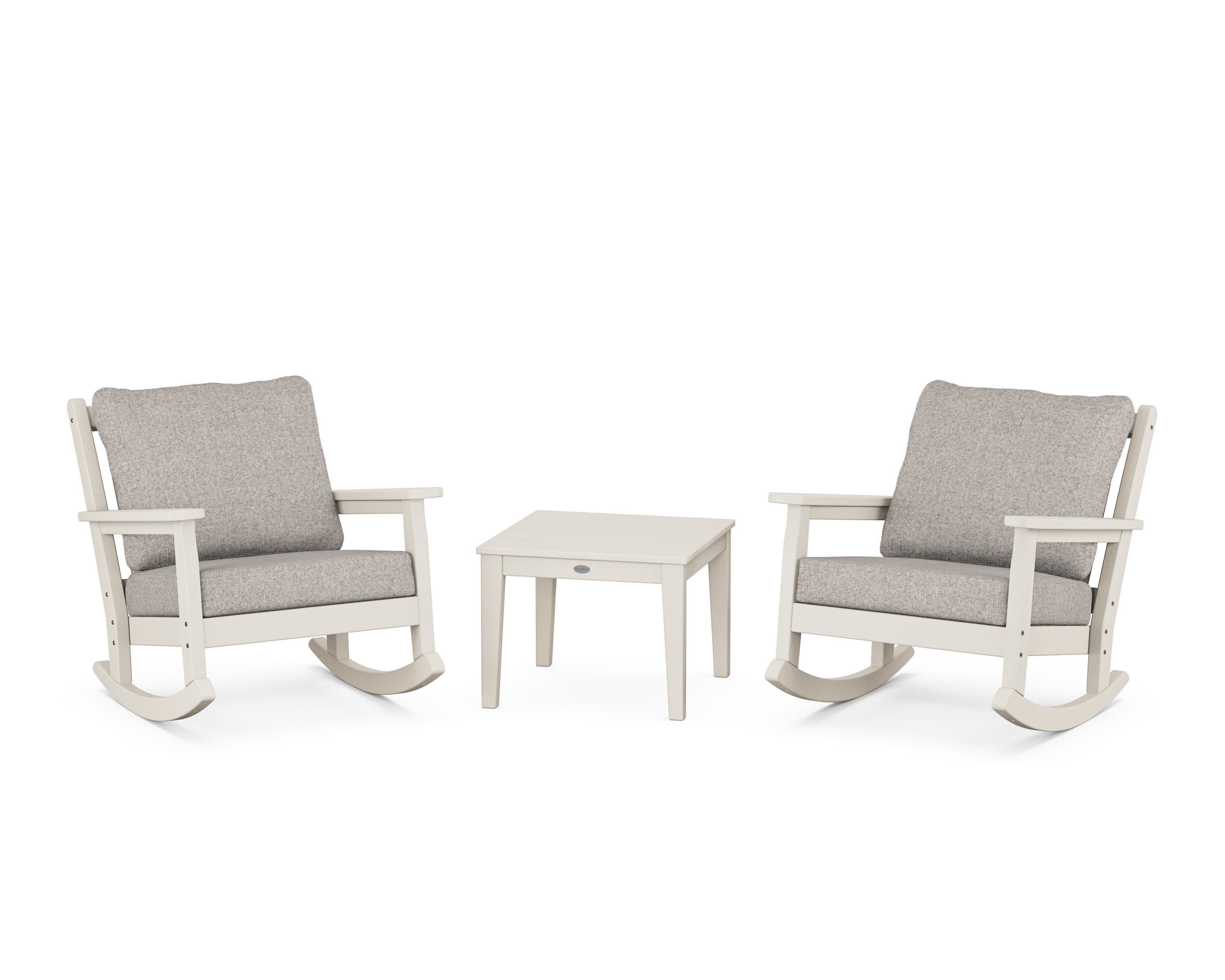 Chippendale 3-Piece Deep Seating Rocker Set in Sand / Weathered Tweed