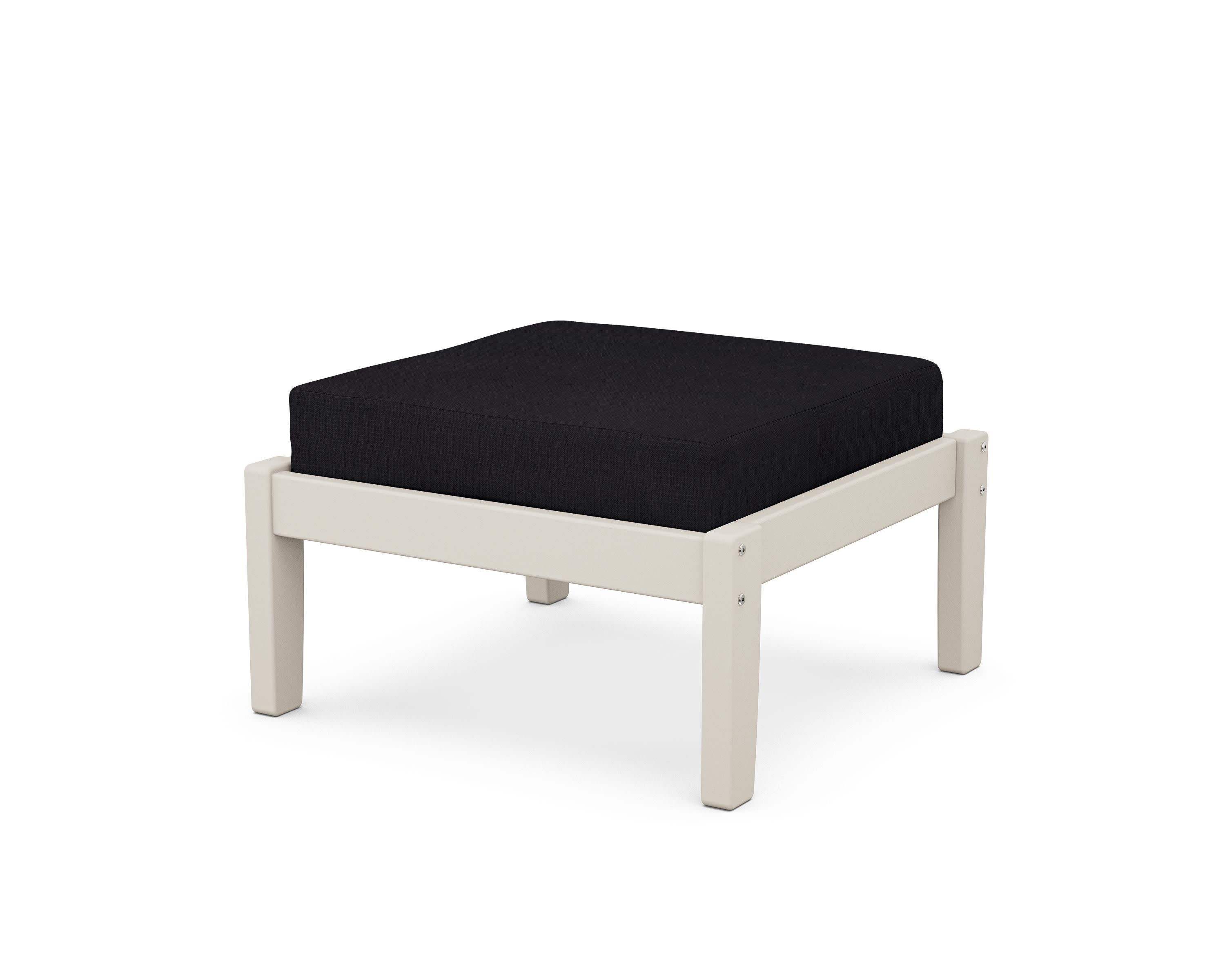 Deep Seating Ottoman in Sand / Midnight Linen