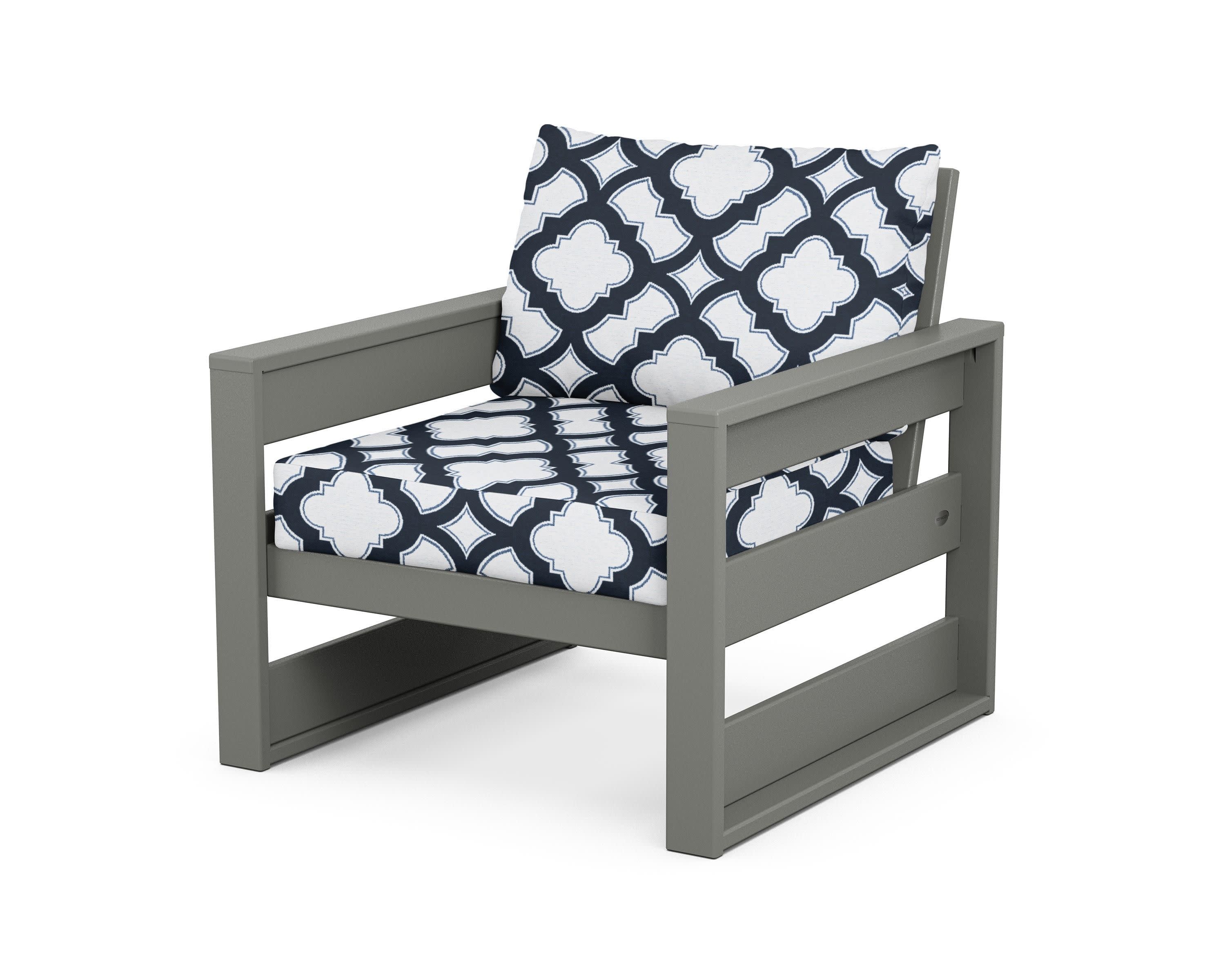 Westport Club Chair in Slate Grey / Trellis Marine Indigo