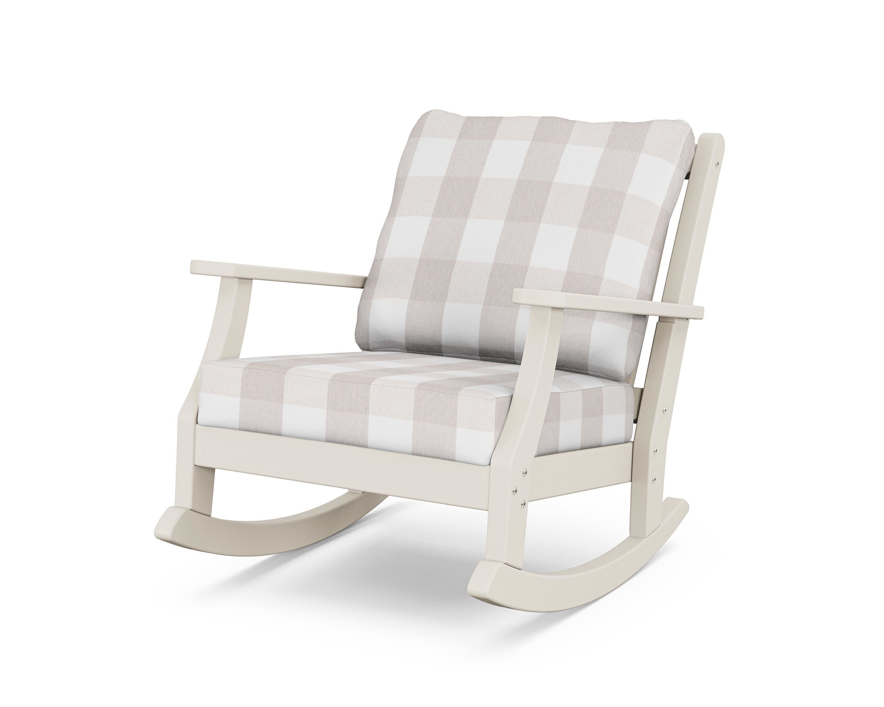 Wovendale Deep Seating Rocking Chair in Sand / Buffalo Plaid Dune Burlap