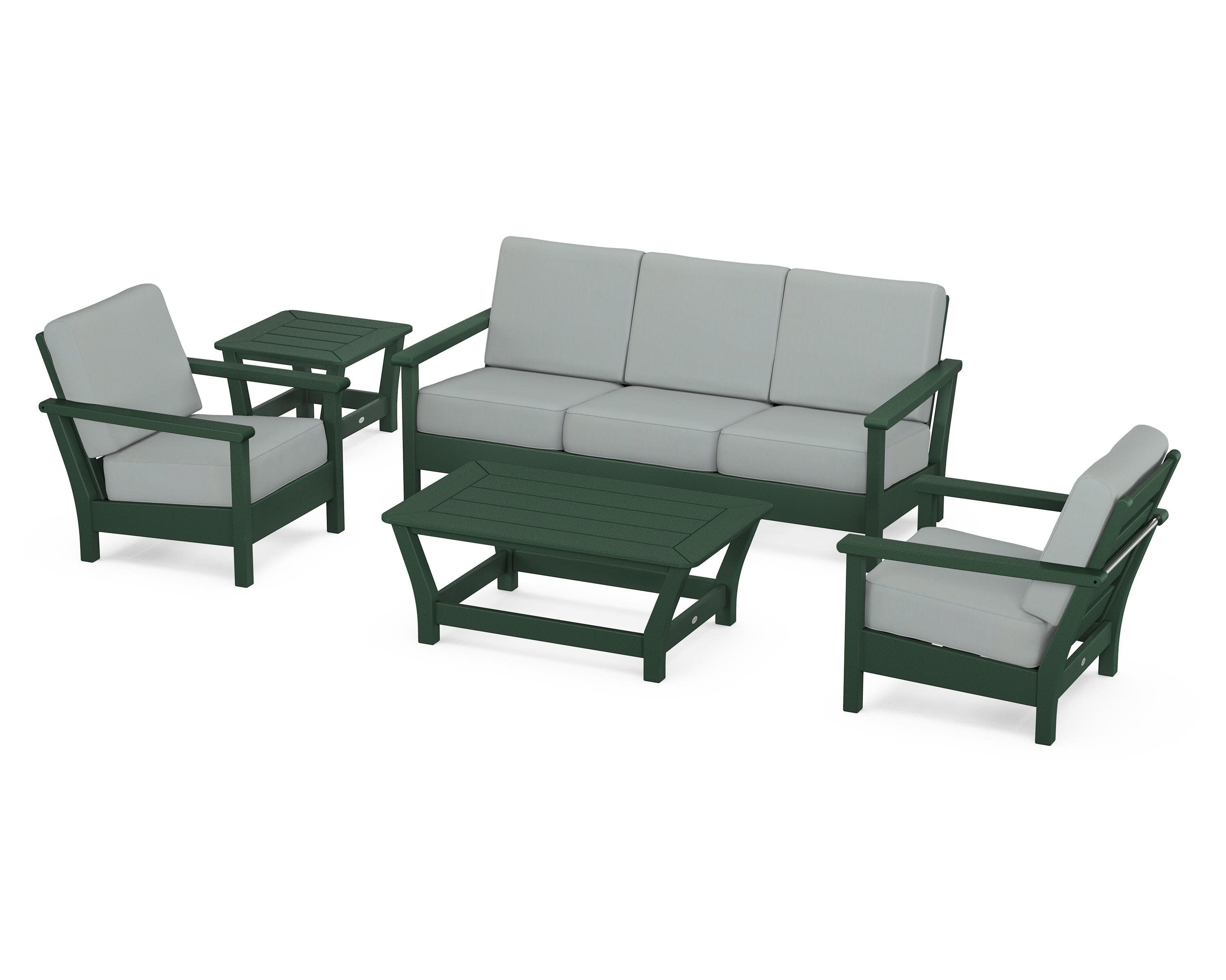 Harbour 5-Piece Deep Seating Set in Green / Spa