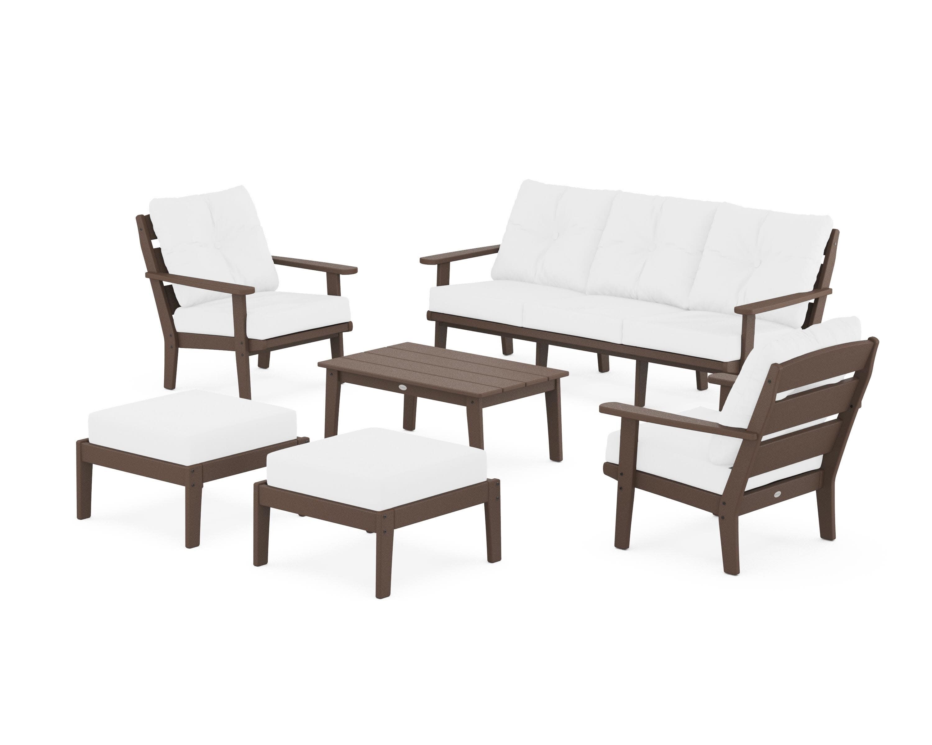Lakeside 6-Piece Lounge Sofa Set in Mahogany / Natural